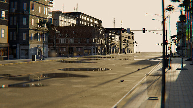 City Downtown Street Model - High-Detail Urban Environment 3D model 3