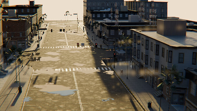 City Downtown Street Model - High-Detail Urban Environment 3D model 2