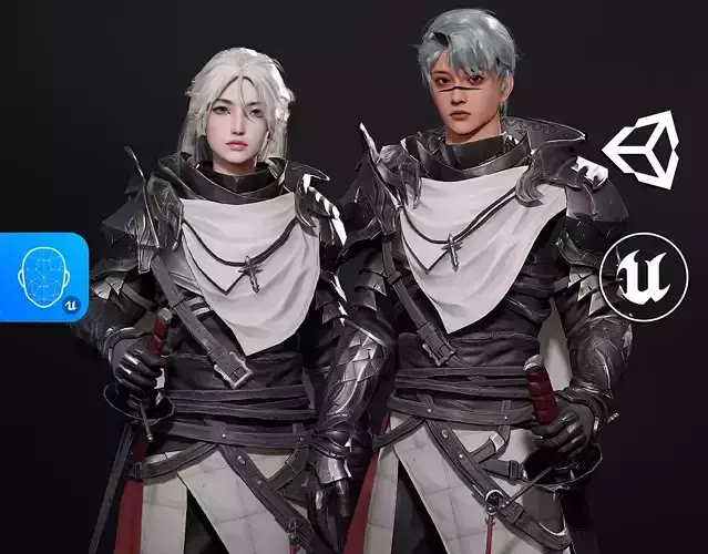 Inquisitor - RPG Dark Fantasy Modular Female and Male Characters Low-poly 3D model