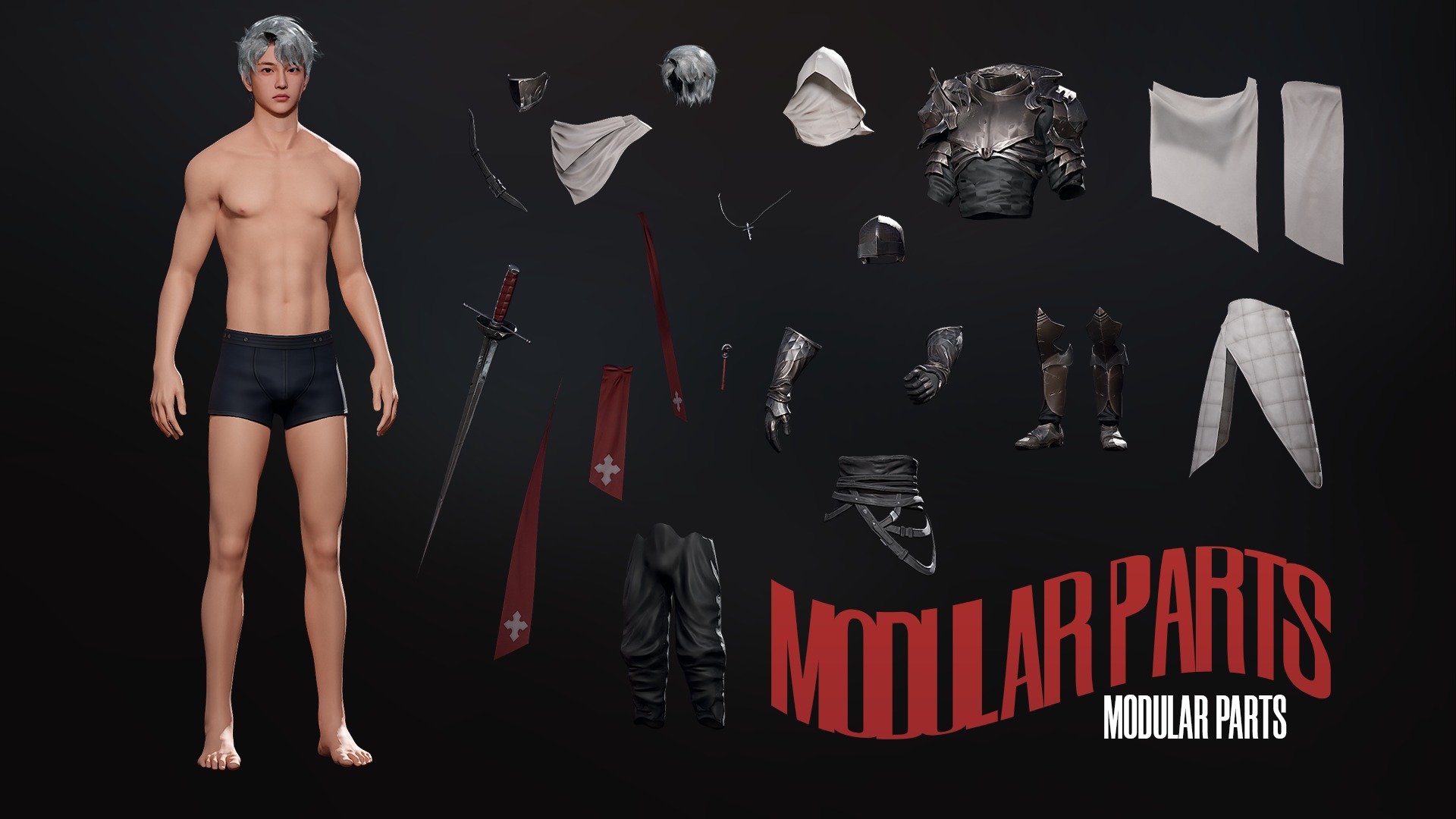 Inquisitor - RPG Dark Fantasy Modular Female and Male Characters Low-poly 3D model_7