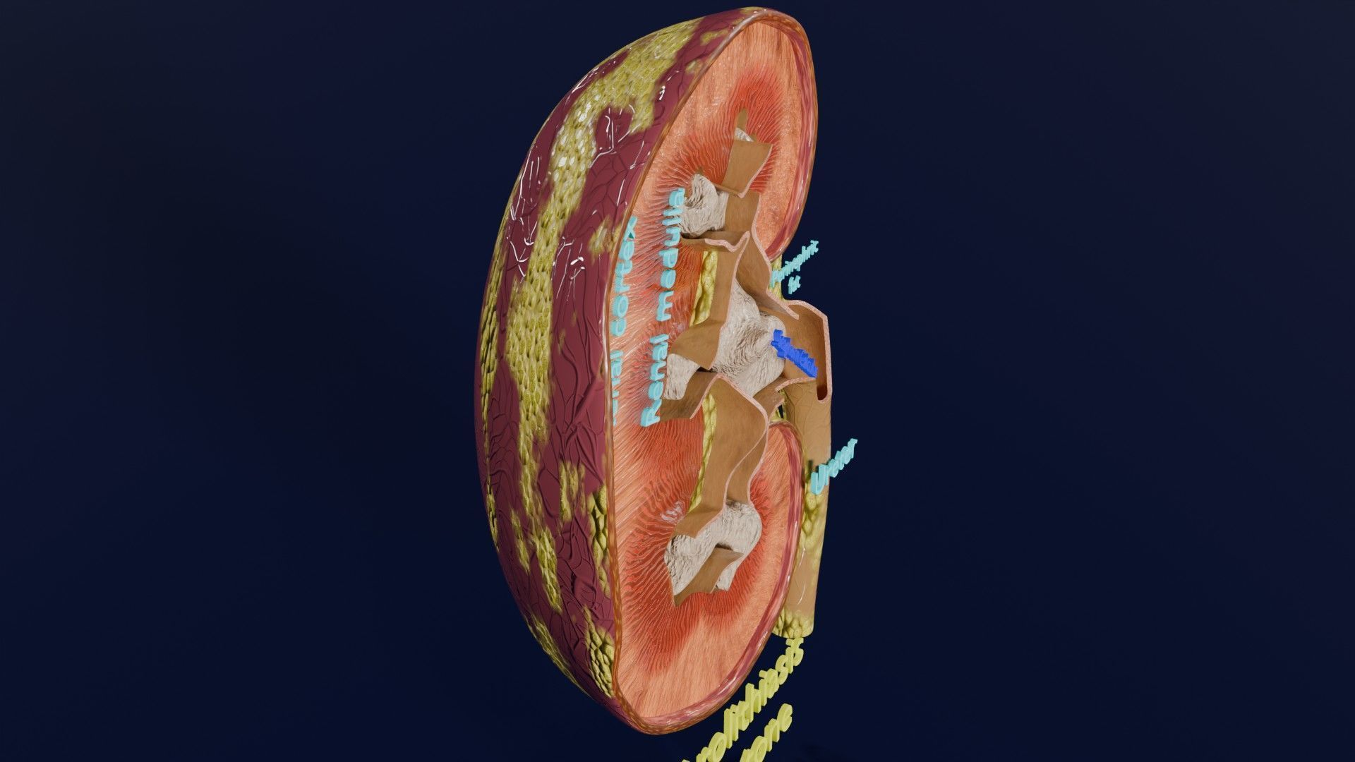 Kidney stone nephrolithiasis Staghorn calculus Low-poly 3D model_15
