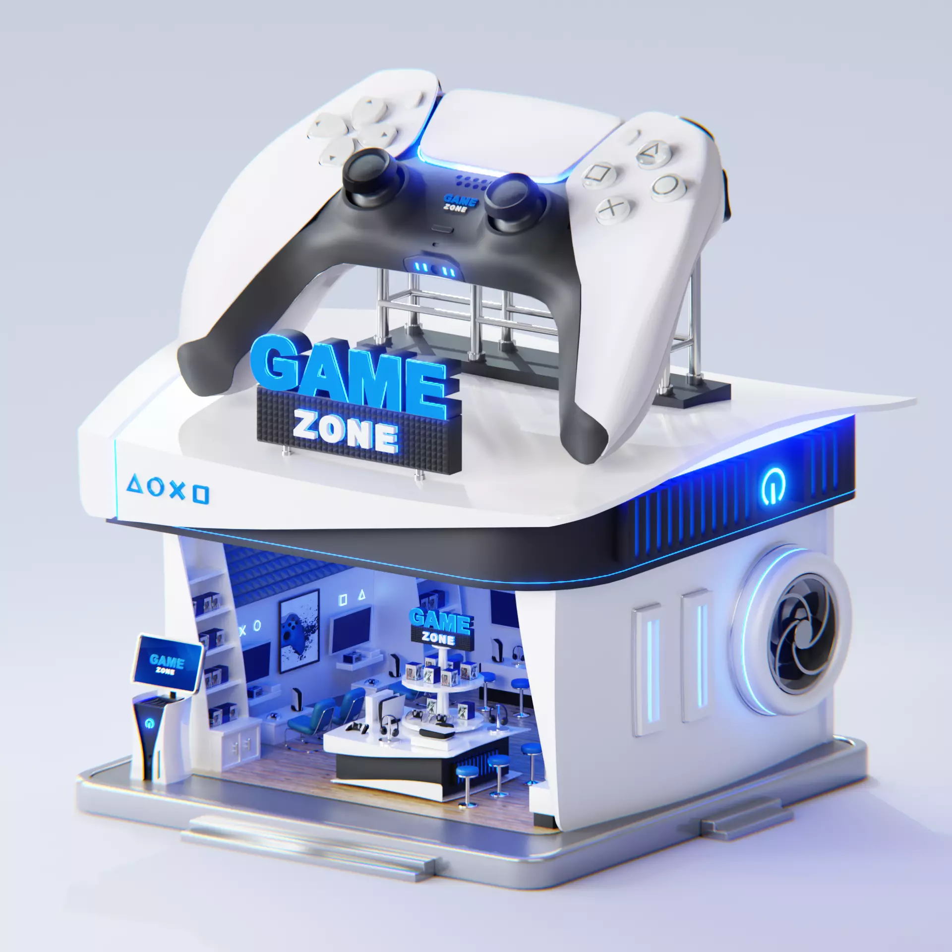Isometric Modern Playstation PS5 Shop Low-poly 3D model