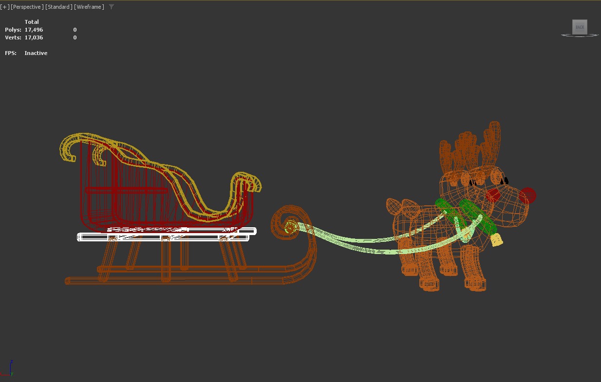 Stylized Christmas Sleigh and Reindeer Set 3D model_12