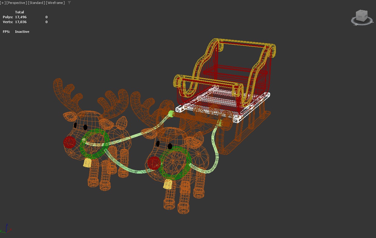 Stylized Christmas Sleigh and Reindeer Set 3D model_10