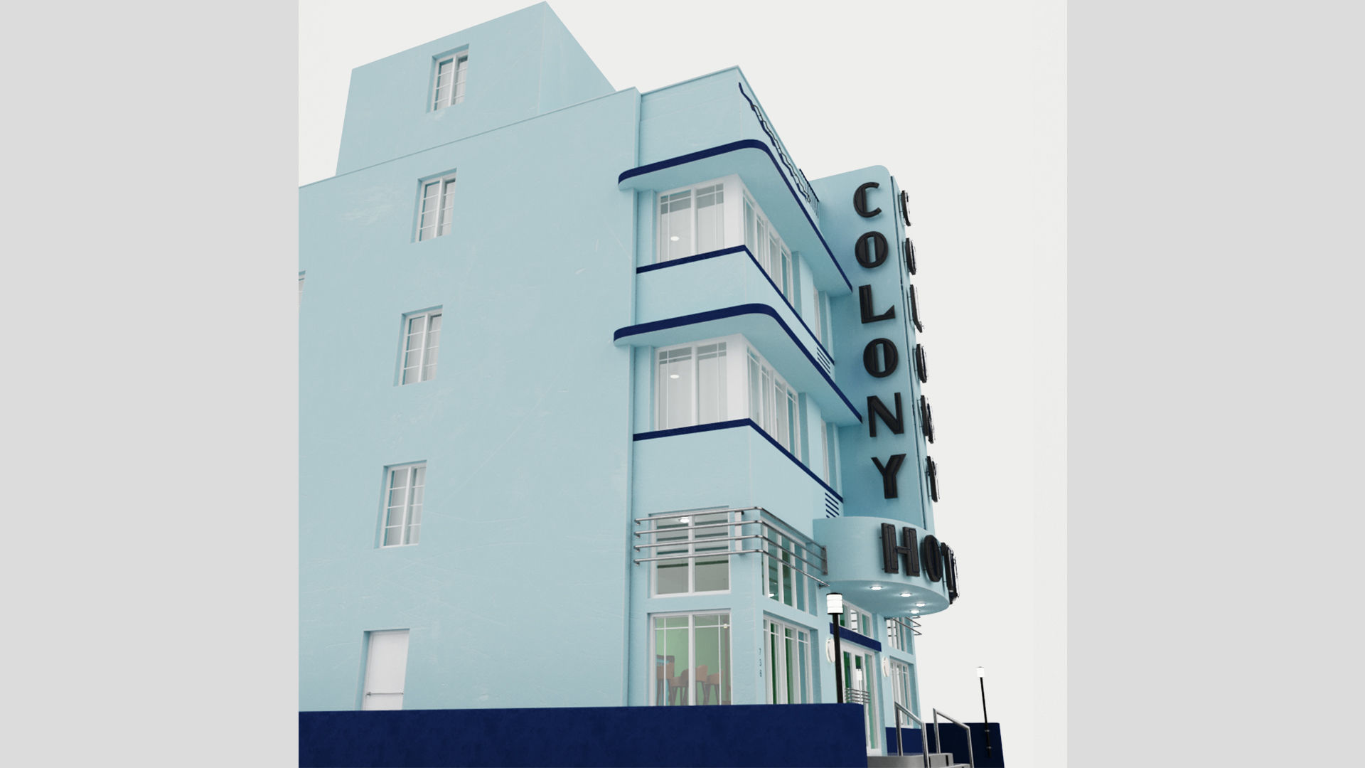 The Colony Hotel Miami Ocean Drive Art Deco 3D model_5