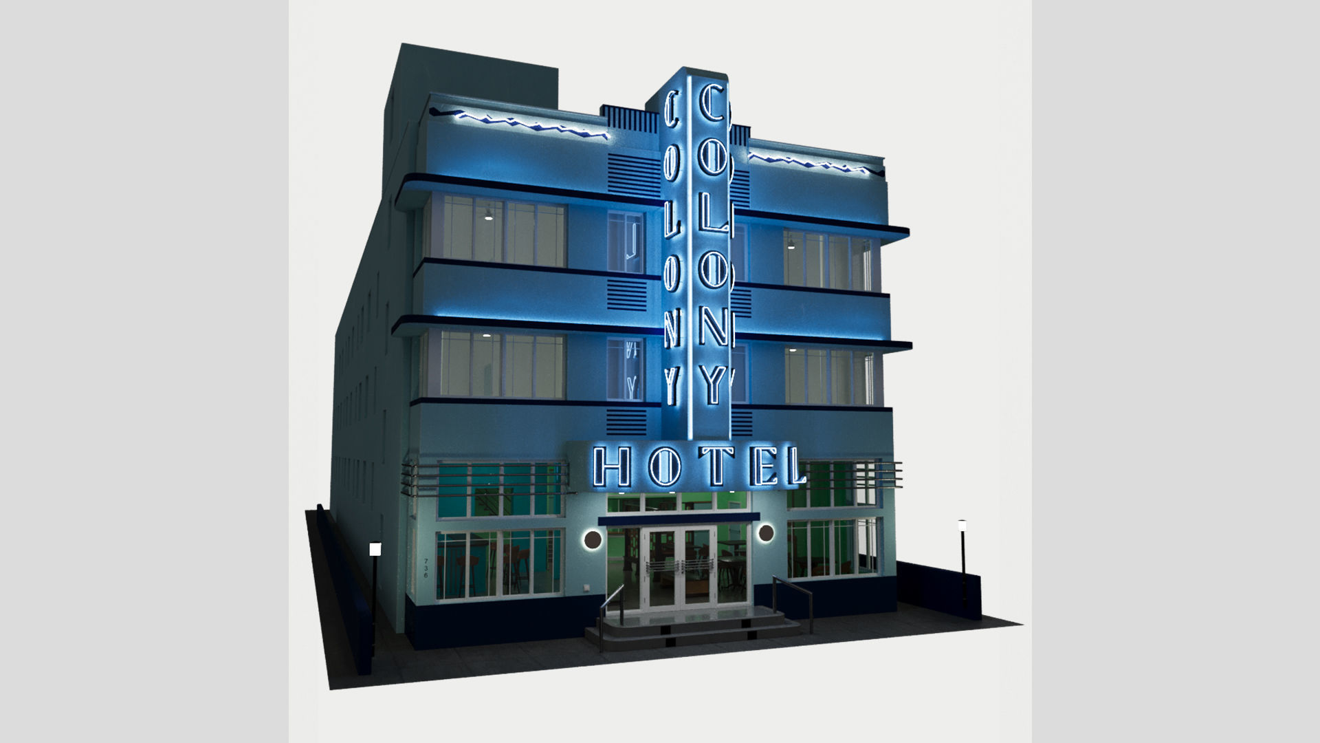 The Colony Hotel Miami Ocean Drive Art Deco 3D model_2