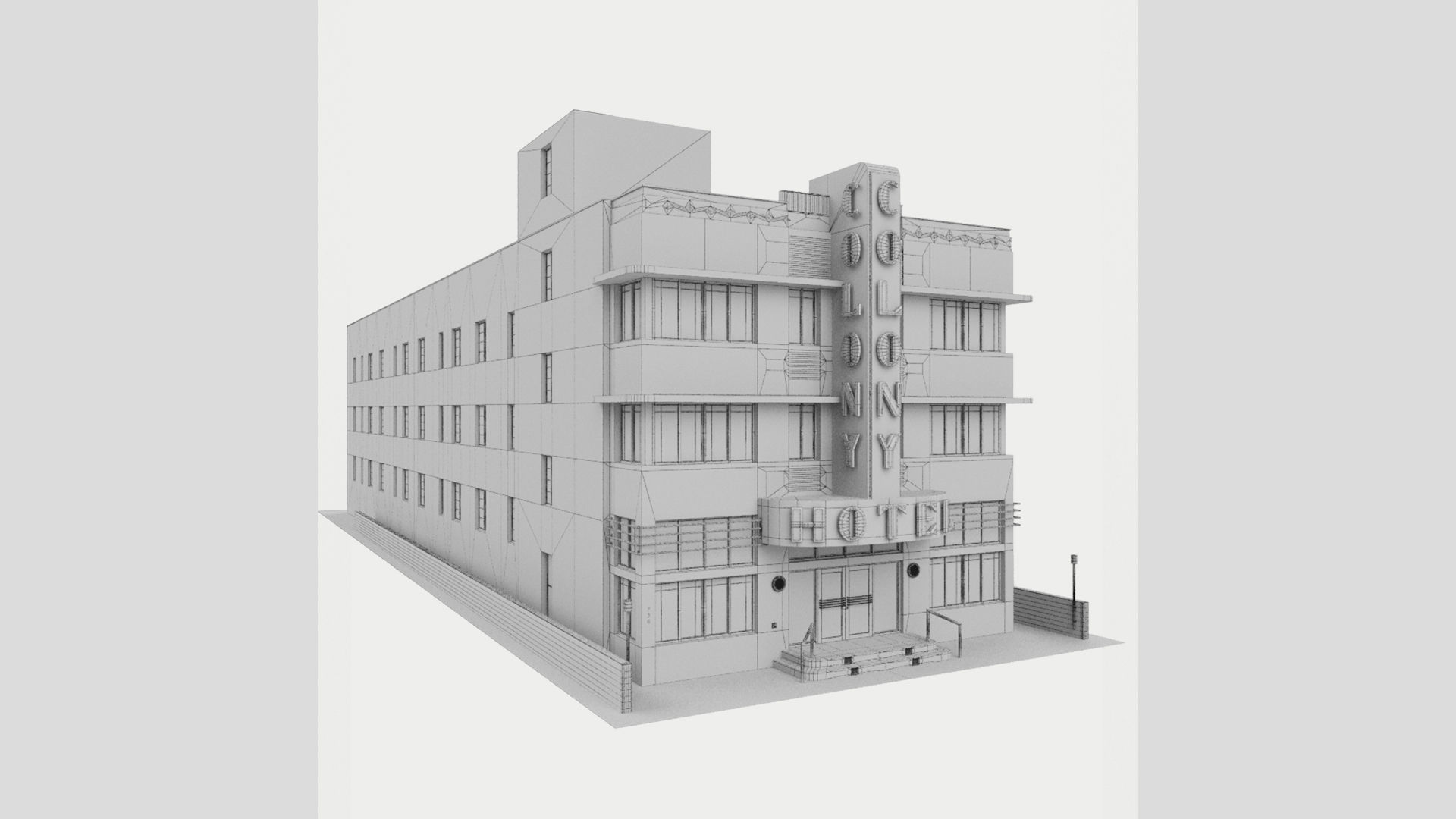 The Colony Hotel Miami Ocean Drive Art Deco 3D model_14