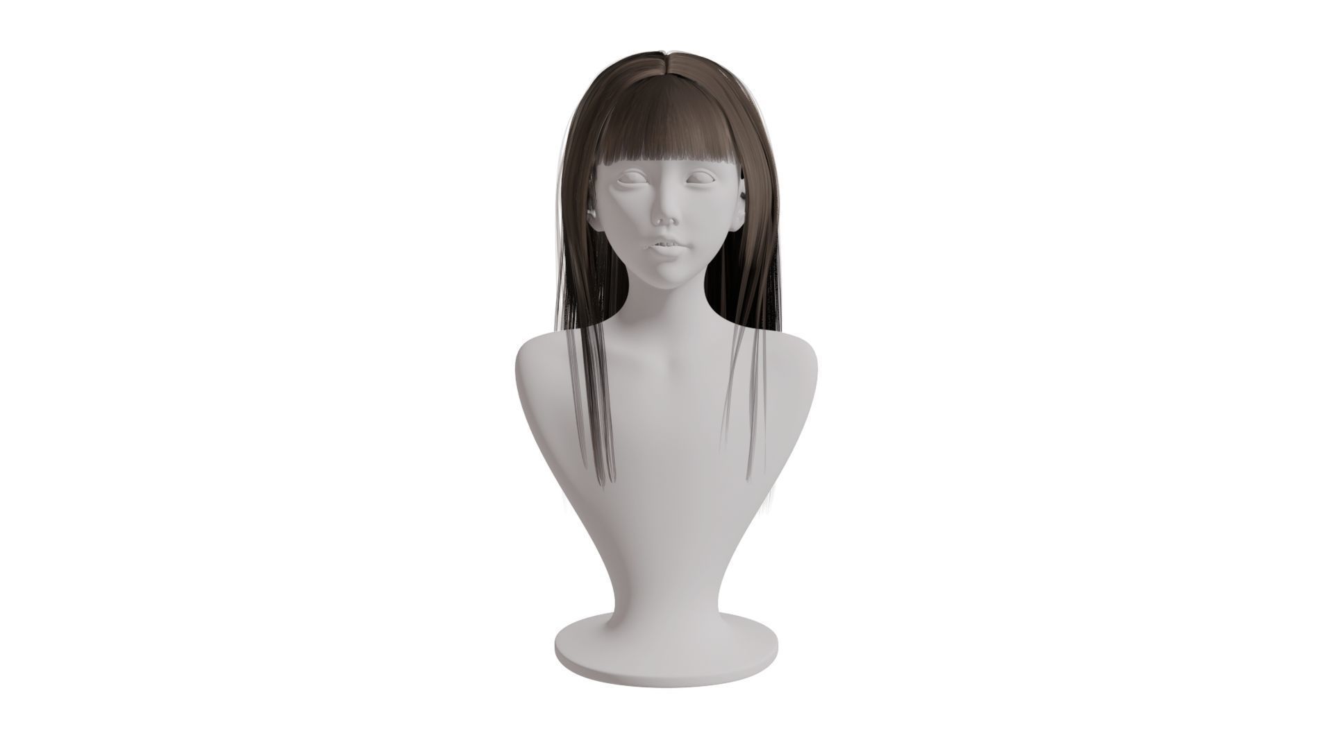 Realistic Woman Long Hair Style Low-poly 3D model_2