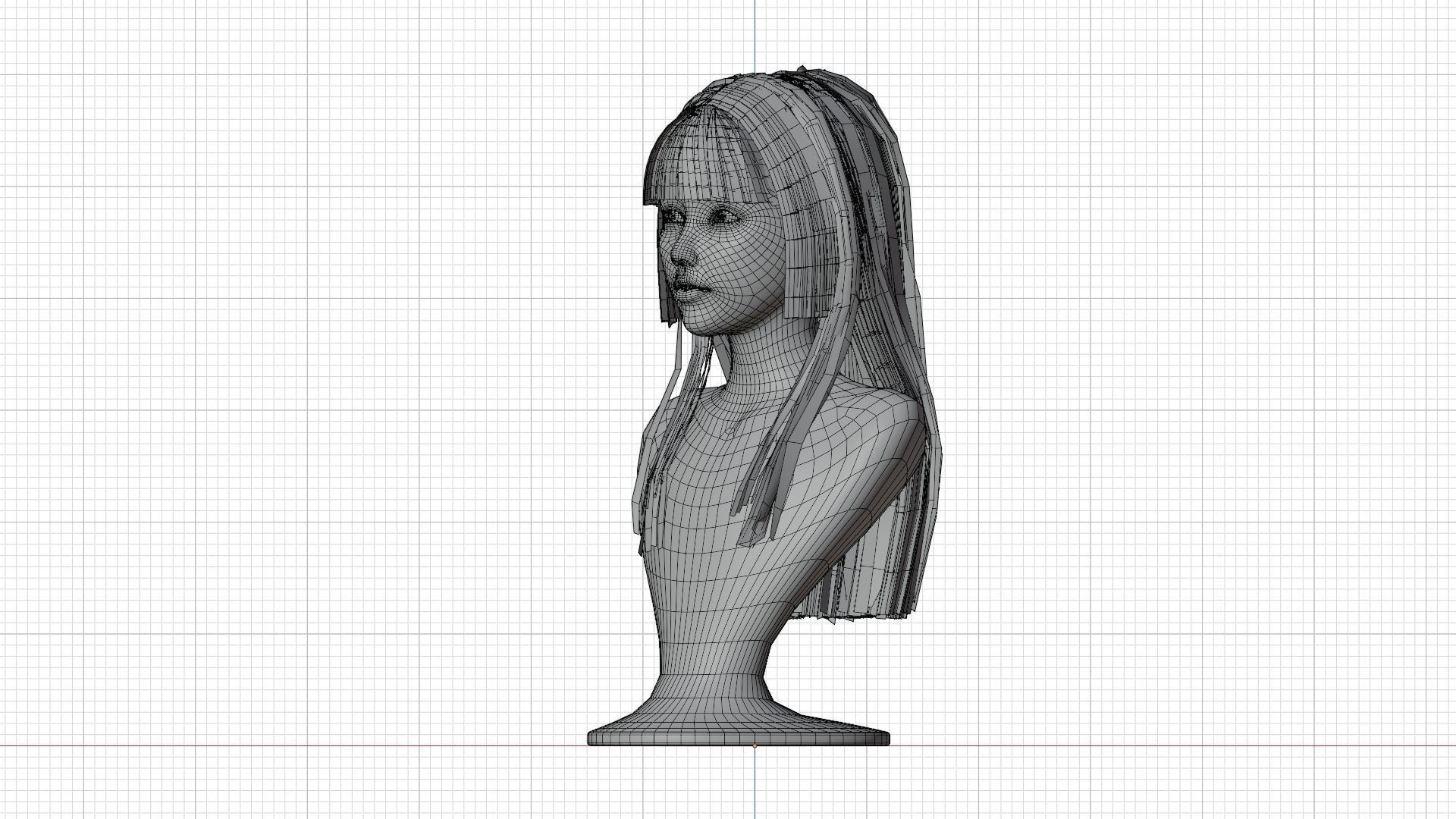 Realistic Woman Long Hair Style Low-poly 3D model_7