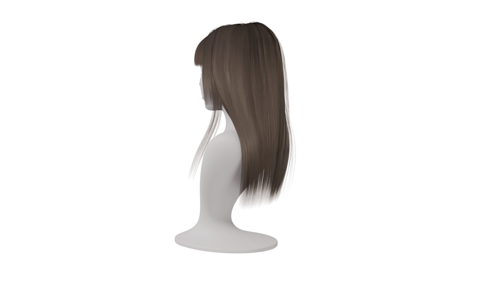 Realistic Woman Long Hair Style Low-poly 3D model_5