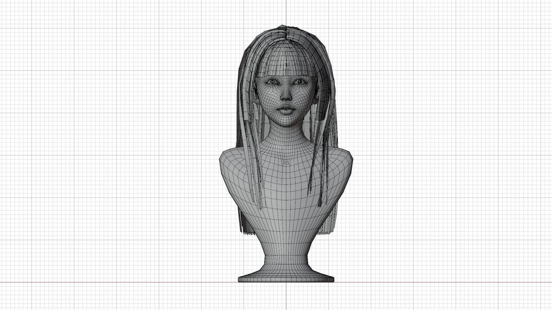 Realistic Woman Long Hair Style Low-poly 3D model_6