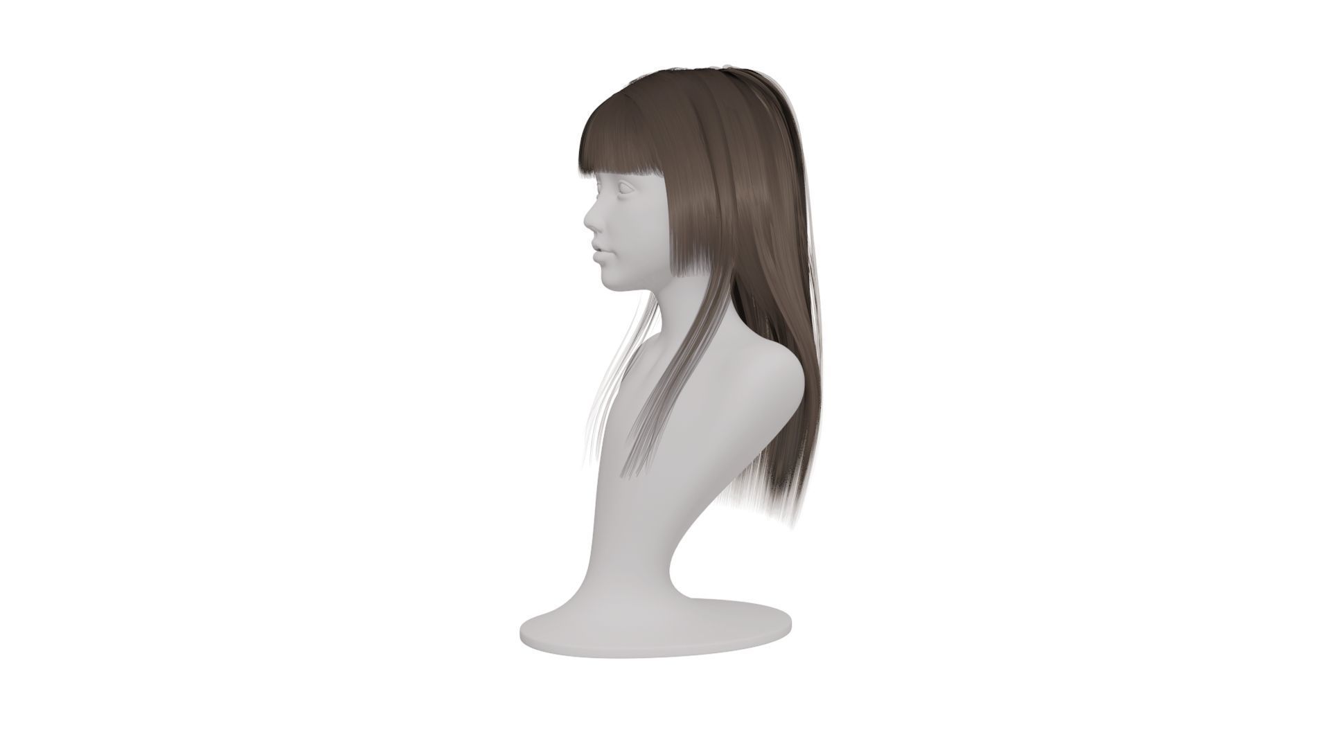 Realistic Woman Long Hair Style Low-poly 3D model_4