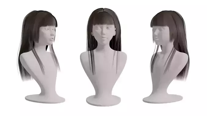 Realistic Woman Long Hair Style Low-poly 3D model