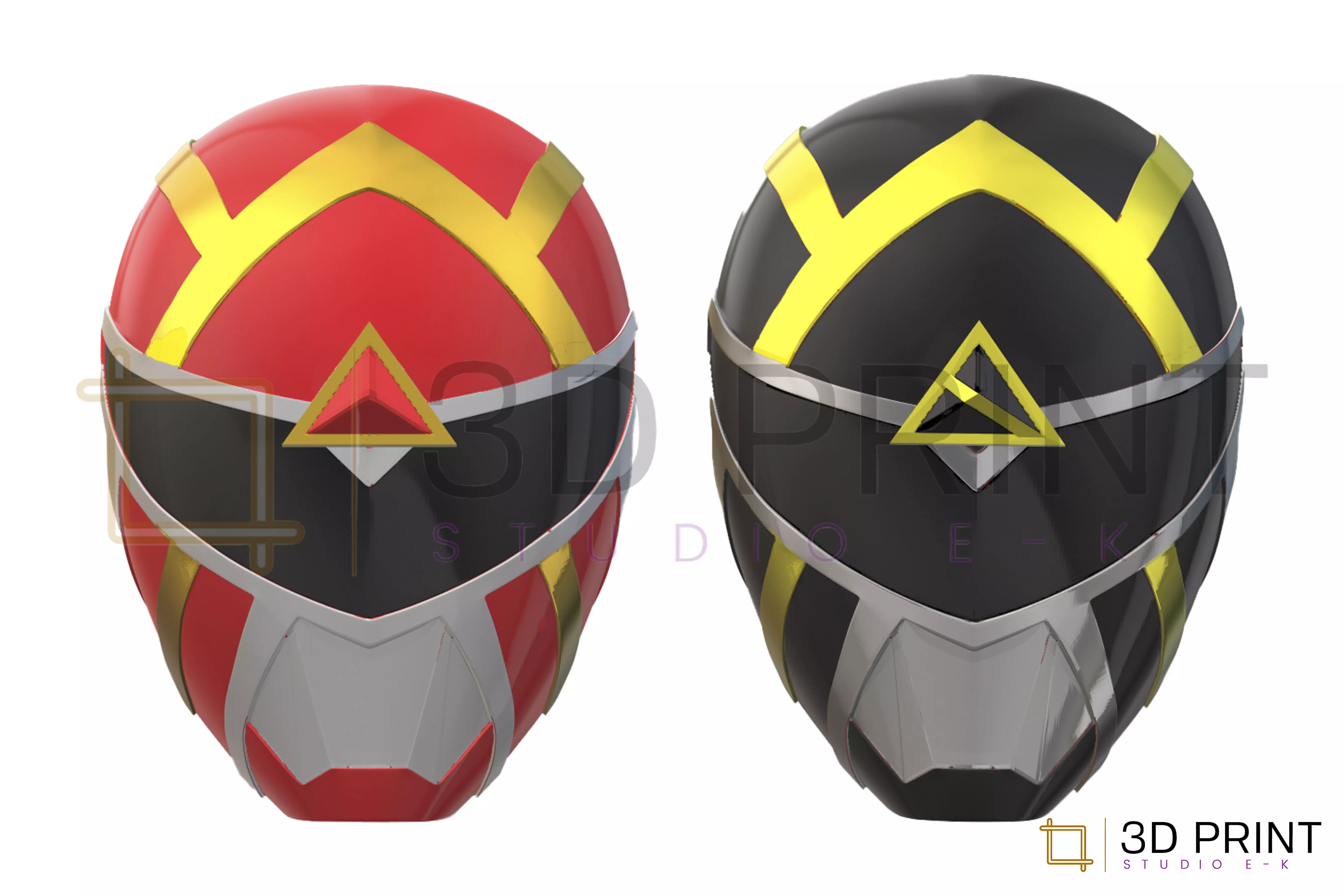 Power Rangers Omega Boom RED and BLACK Ranger helmets 3D print model_0