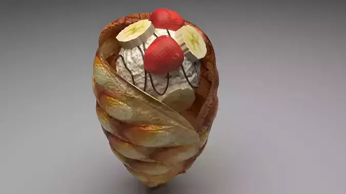 Bubble Waffle Wrap With Nutella Bananas and Strawberries