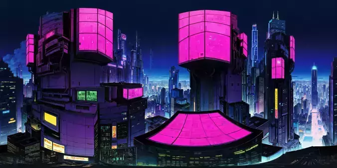 8K HDR Cyberpunk Cityscape Background