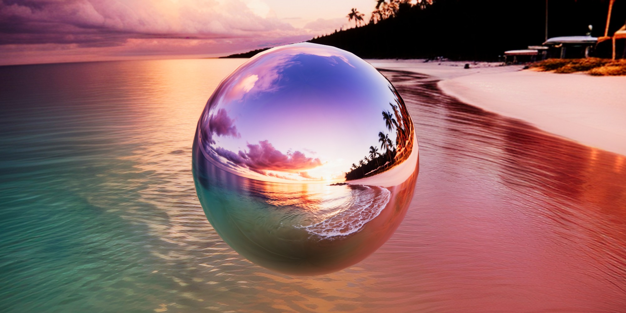 8K HDR Serene Tropical Beach Sunset Background 3D model_2