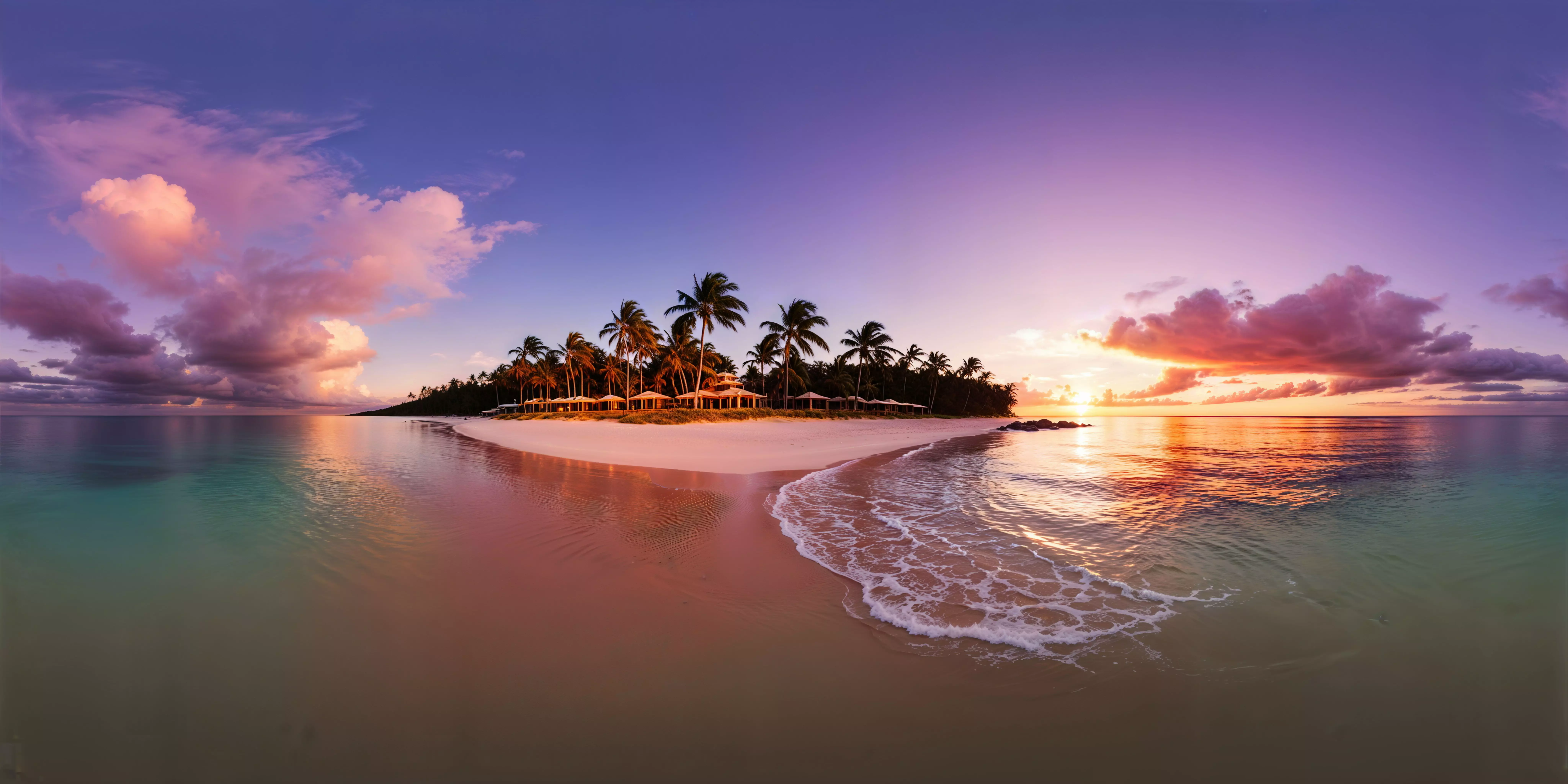 8K HDR Serene Tropical Beach Sunset Background 3D model_0
