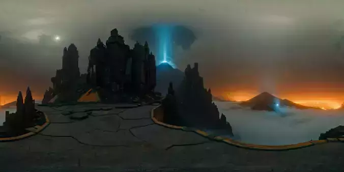 8K HDR Volcanic Landscape with Cosmic Sky Background