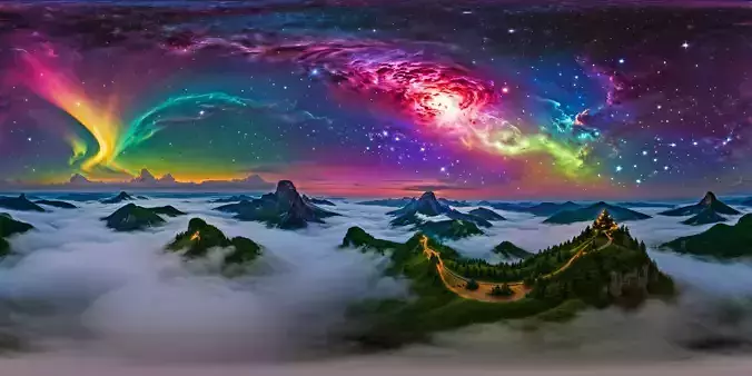 8K HDR Otherworldly Alien Landscape with Nebula Sky Background