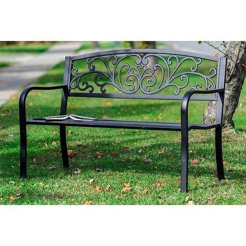 Carennac Scroll Backrest Iron Garden Bench 3D model