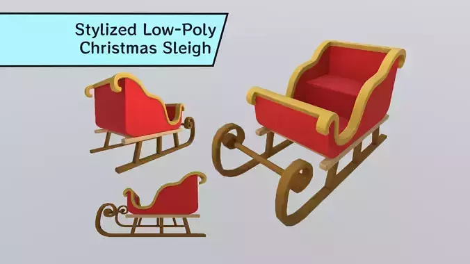 Stylized Low-Poly Christmas Sleigh