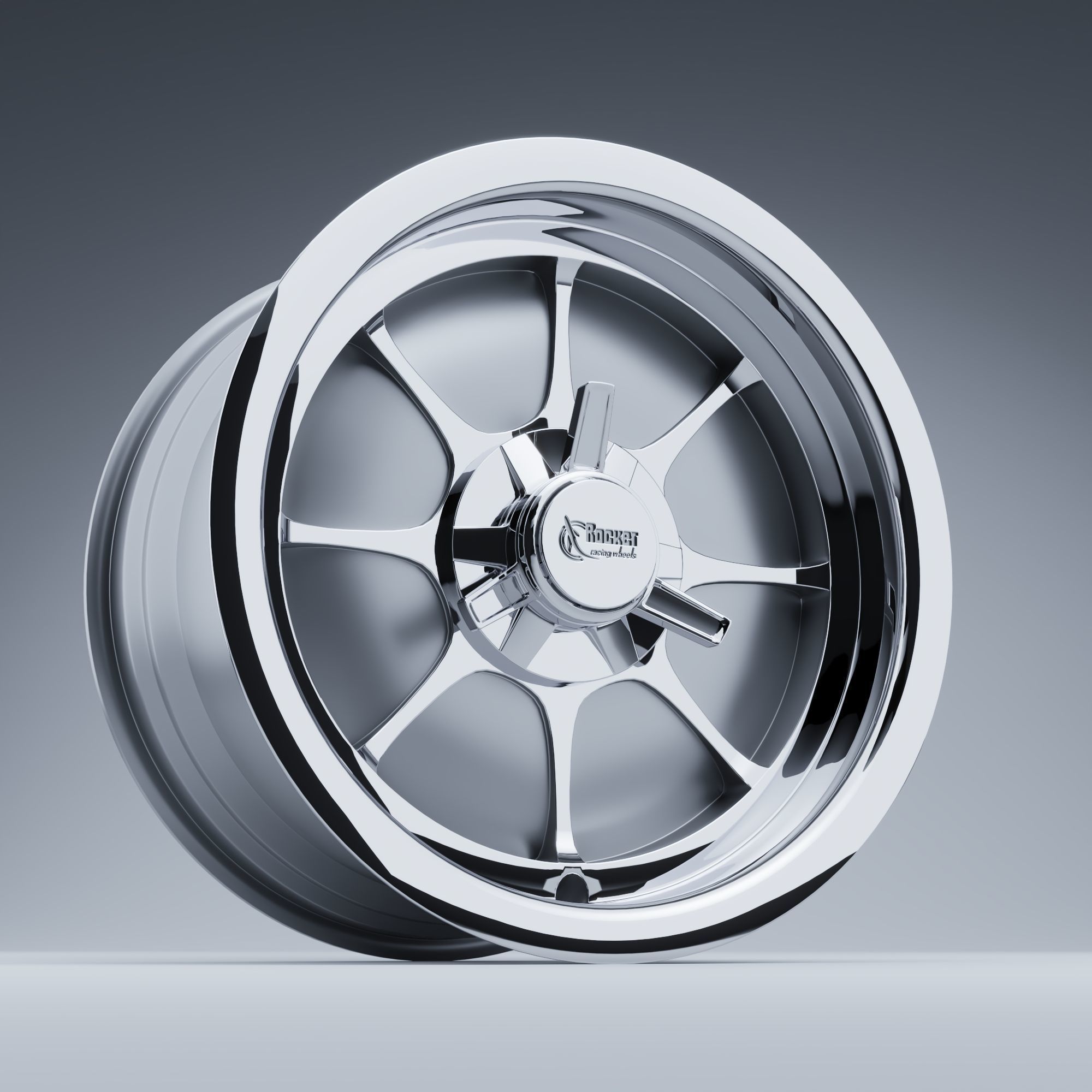 Rocket Racing Wheels Fire Low-poly 3D model_10