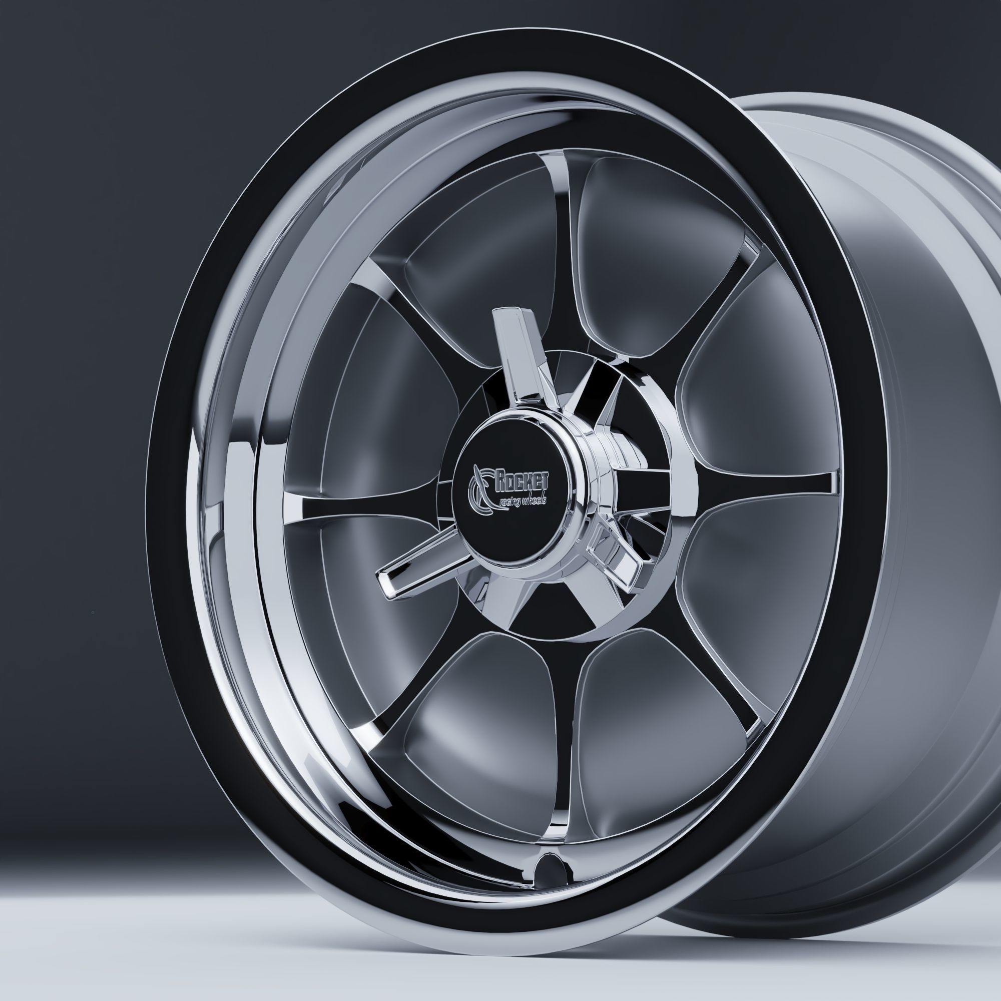 Rocket Racing Wheels Fire Low-poly 3D model_5