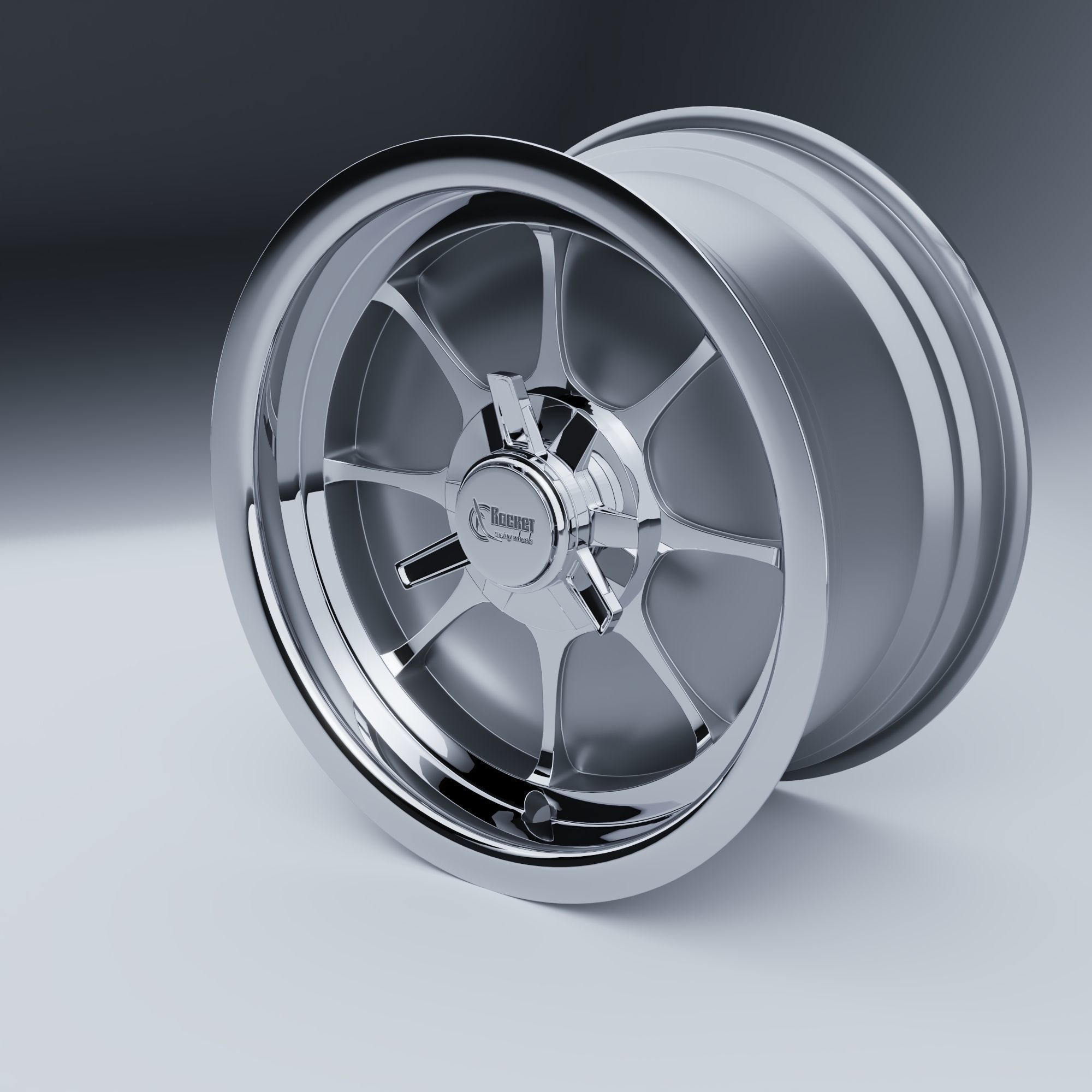 Rocket Racing Wheels Fire Low-poly 3D model_12