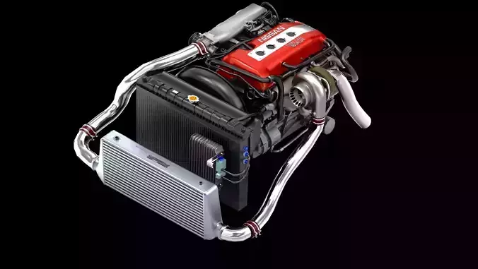 Nissan SR20DET Engine Lowpoly  Low-poly 3D model