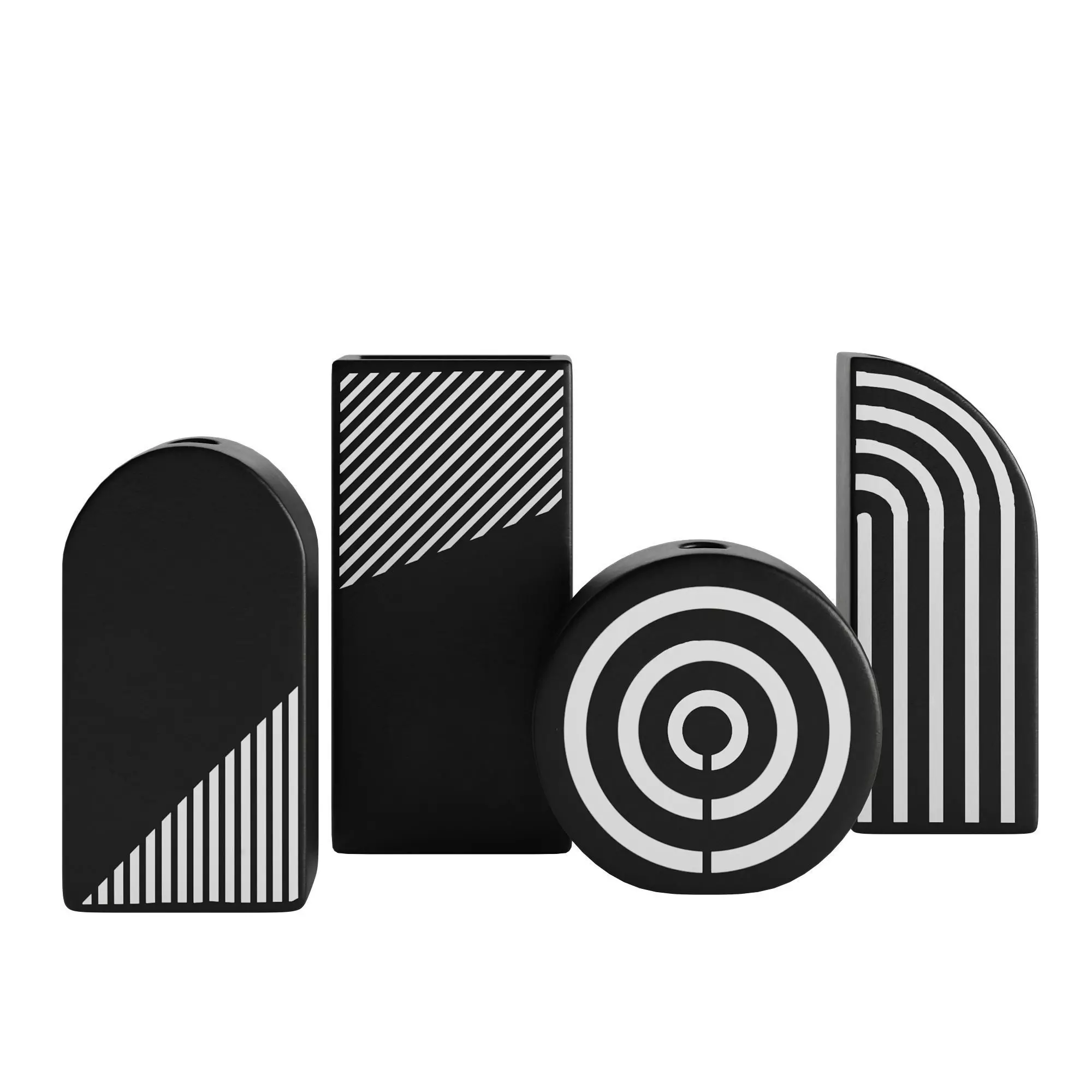 Black and white striped ceramic vase 3D model