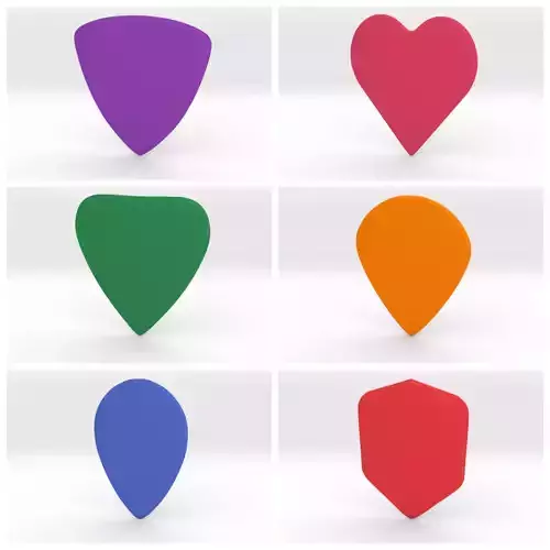 6 Different Shapes of Guitar Picks Pack I 3D print model