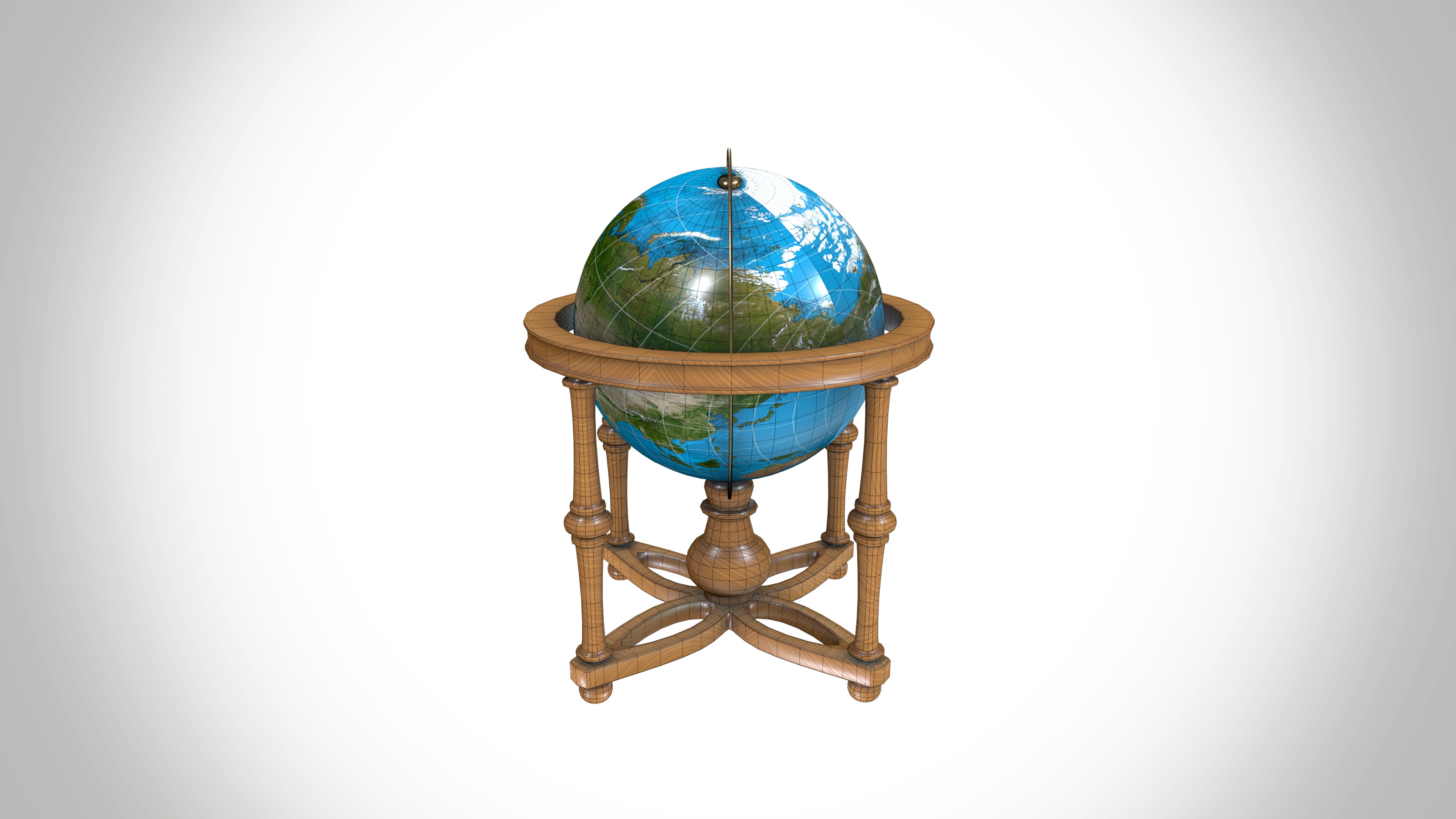 Globe  Low-poly 3D model_6