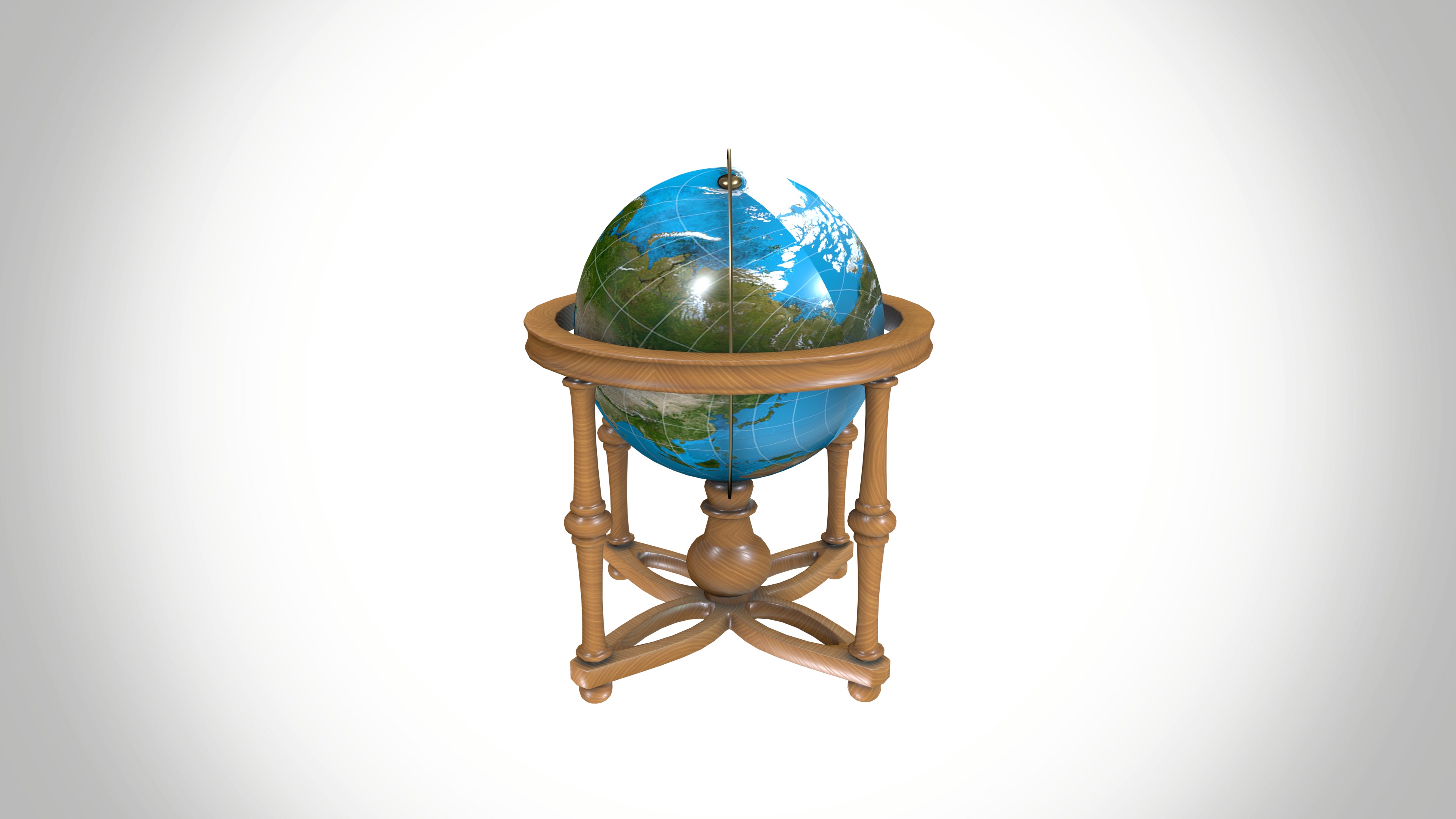 Globe  Low-poly 3D model_4