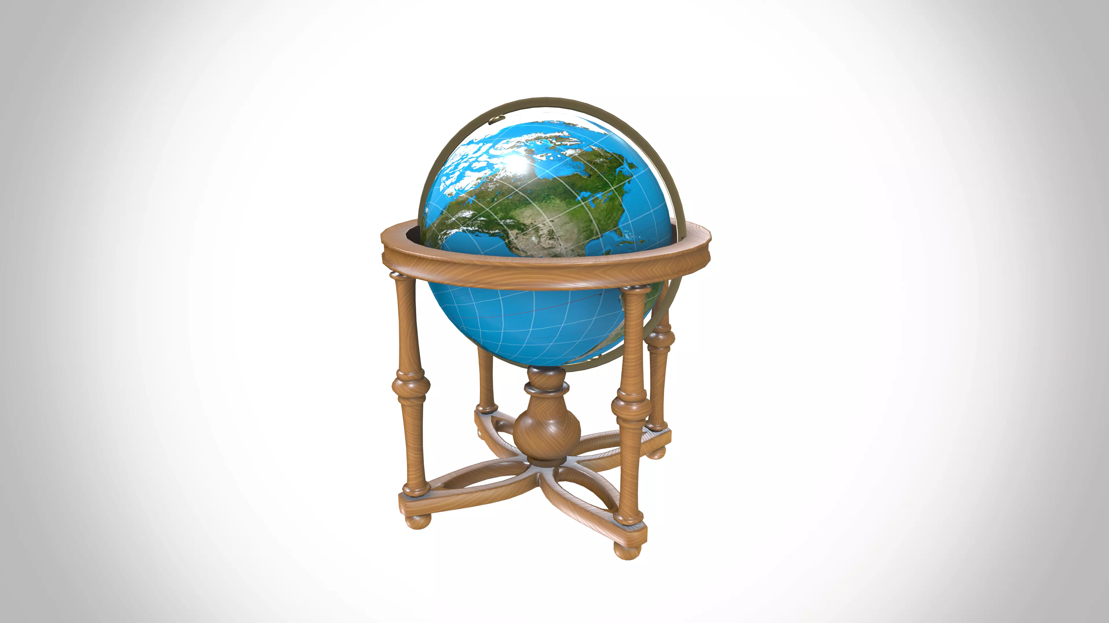 Globe  Low-poly 3D model_0