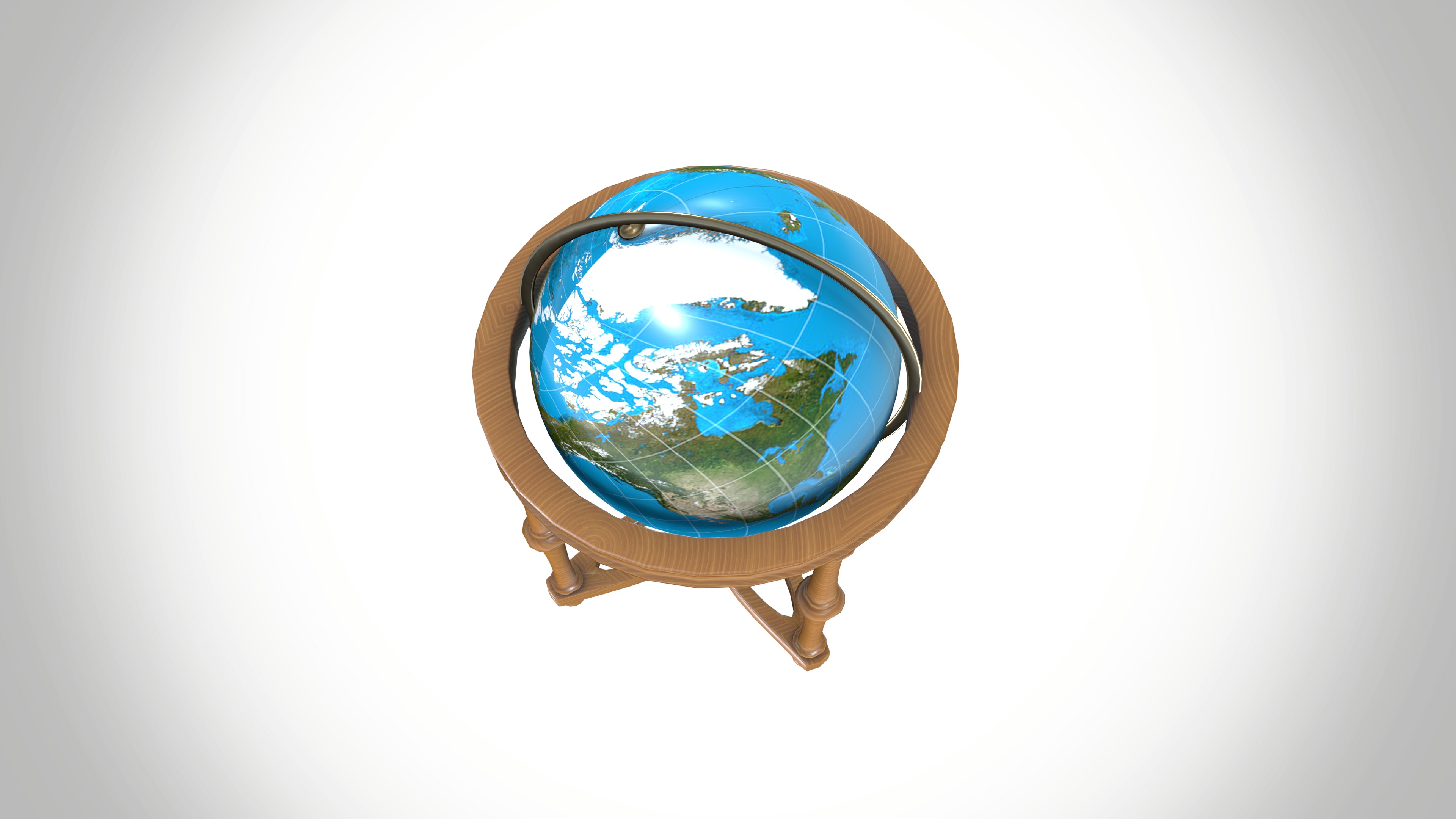 Globe  Low-poly 3D model_3