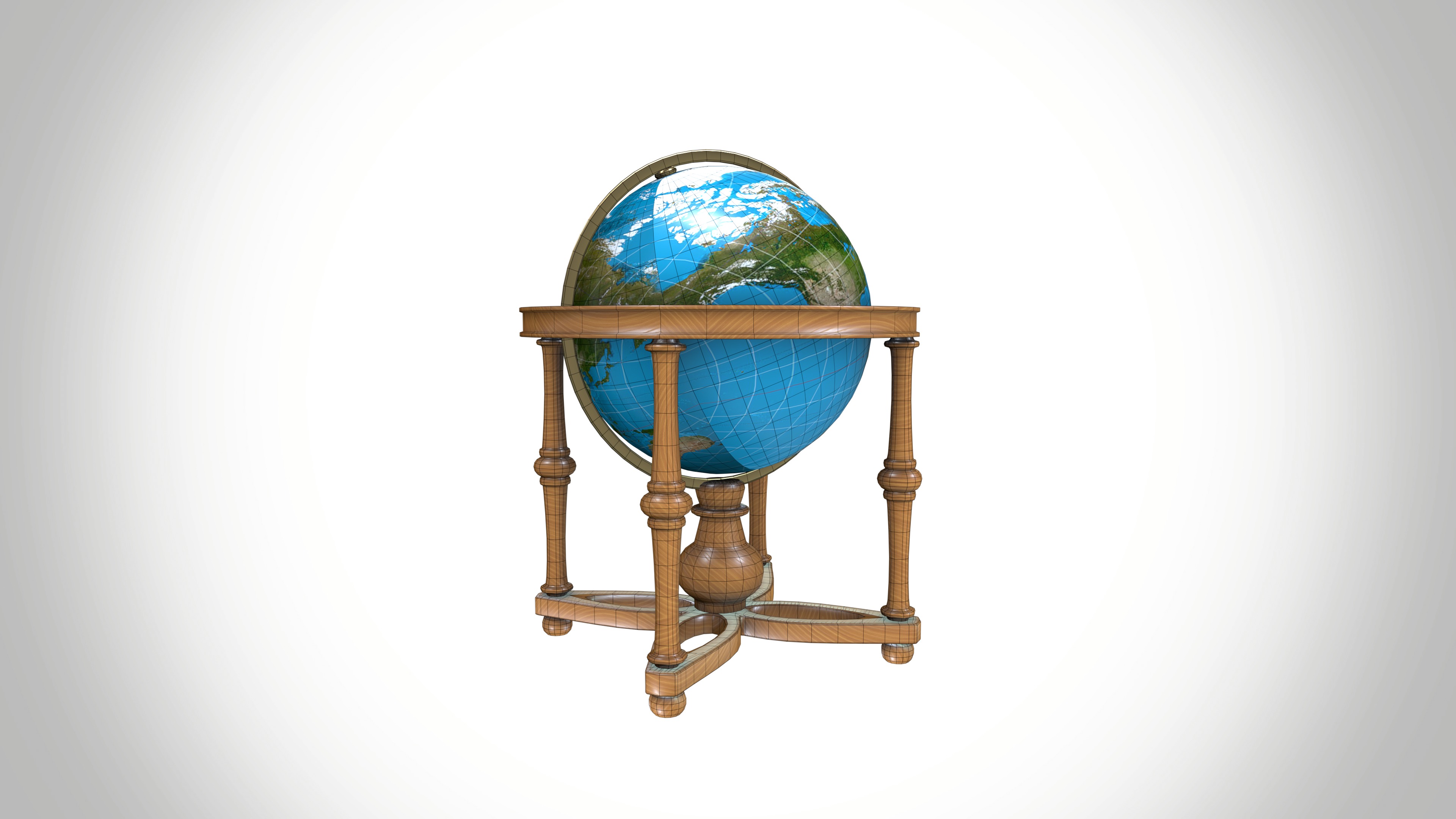 Globe  Low-poly 3D model_7