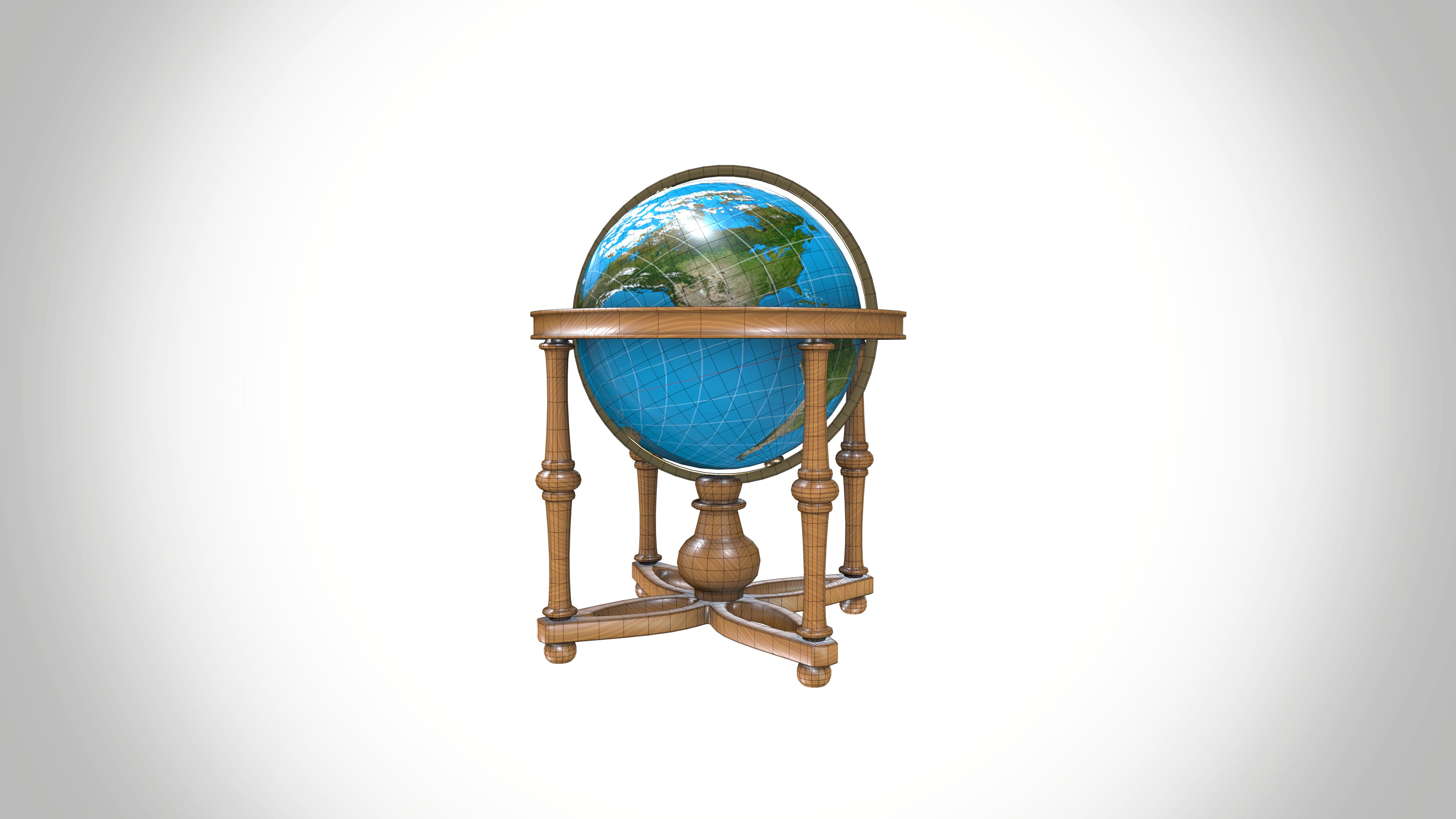 Globe  Low-poly 3D model_8