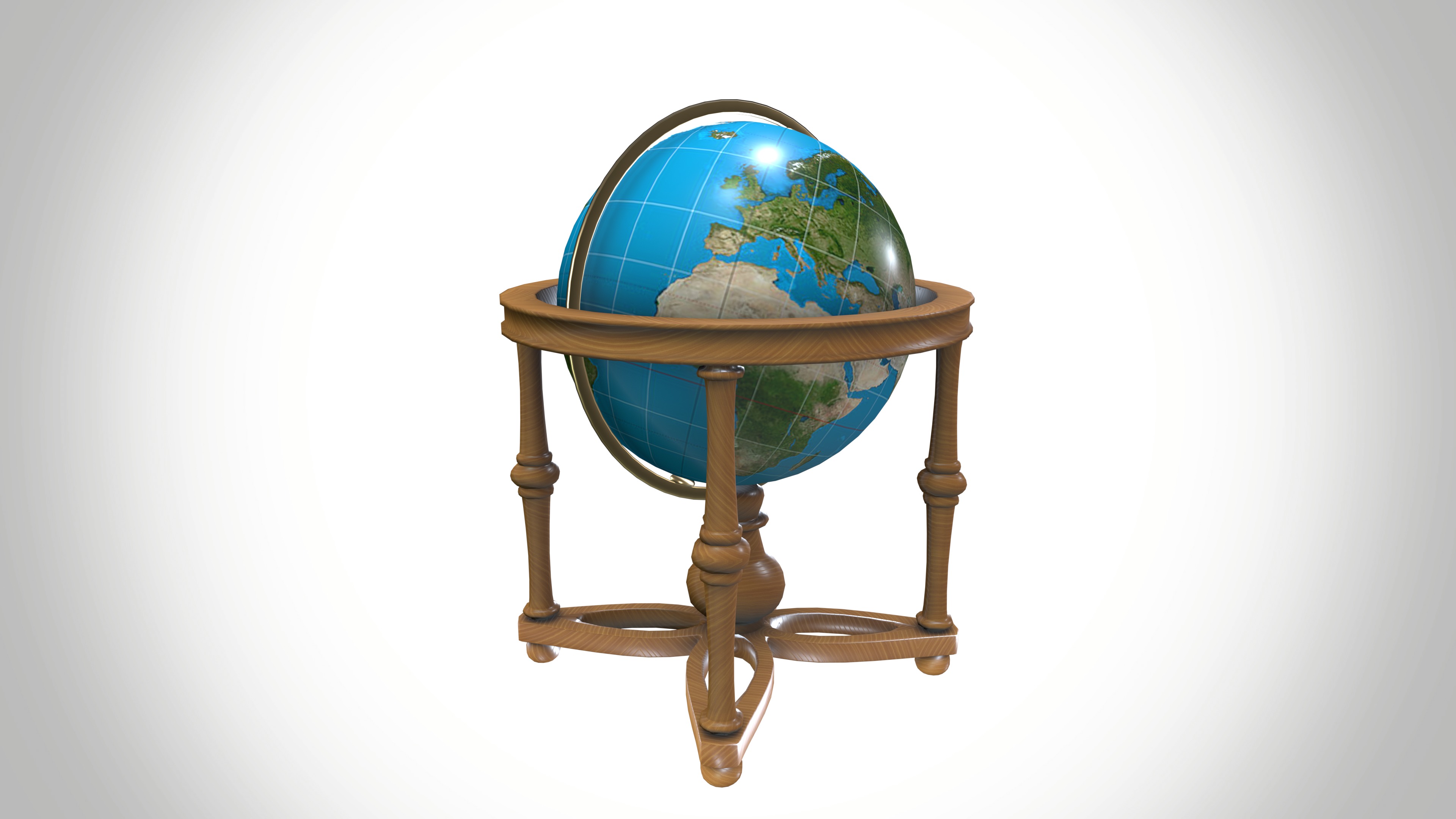 Globe  Low-poly 3D model_2