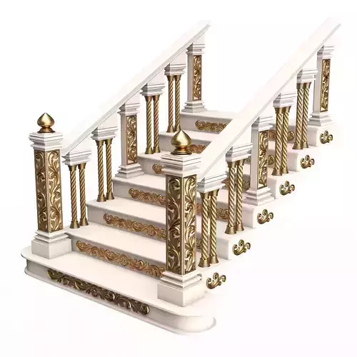 Carved Stair 04 White Low-poly 3D model