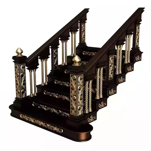 Carved Stair 04 Black Low-poly 3D model