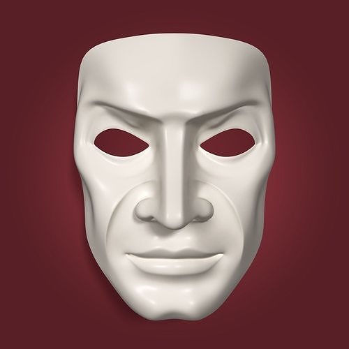 Theater - Anonymous - Neutral Man Mask Low-poly 3D model