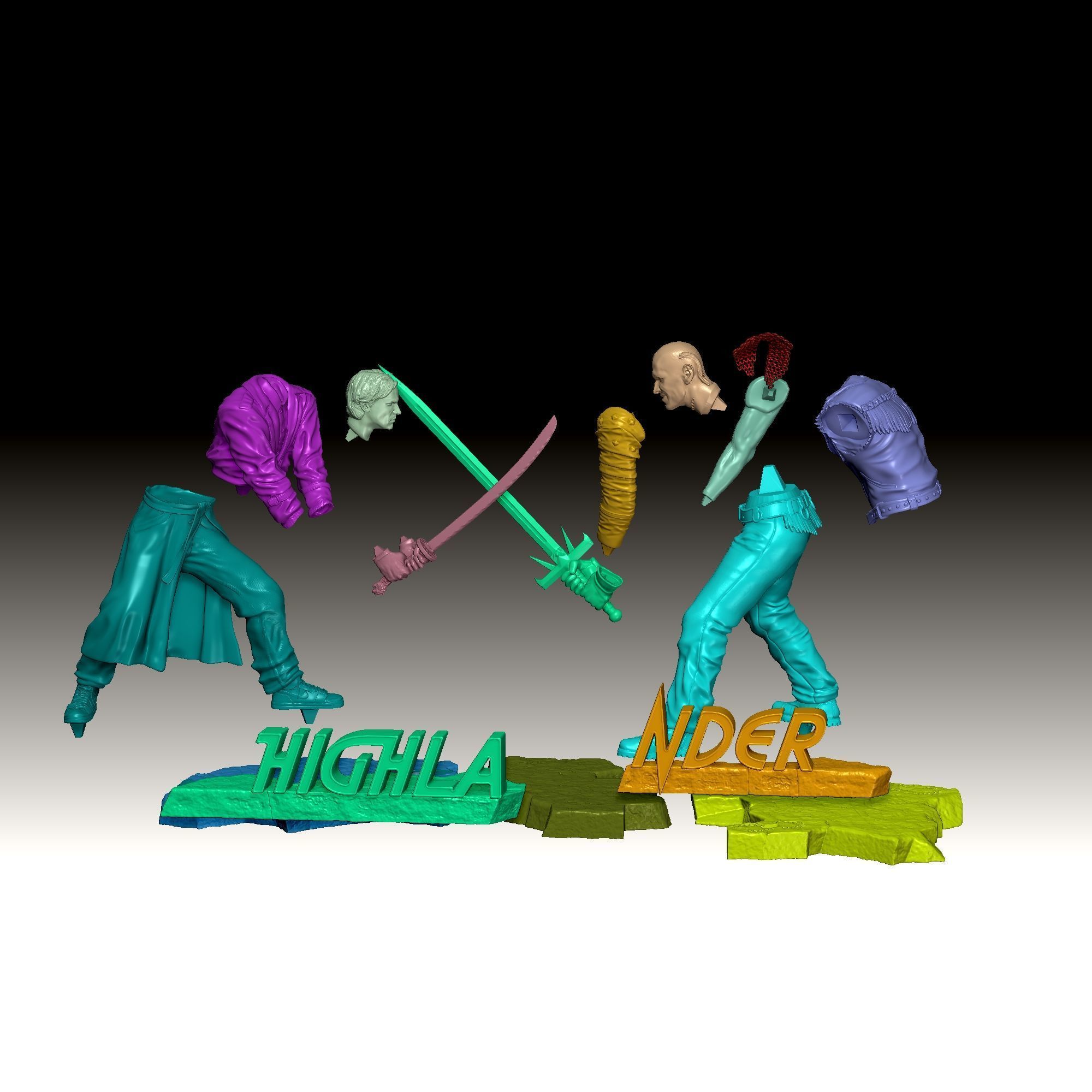 Connor MacLeod vs Kurgan Highlander 1986 Duel 3D print model_7