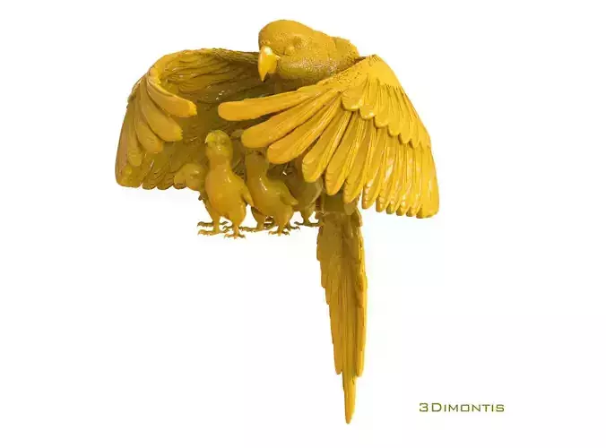 parrot and chicks 3D print model