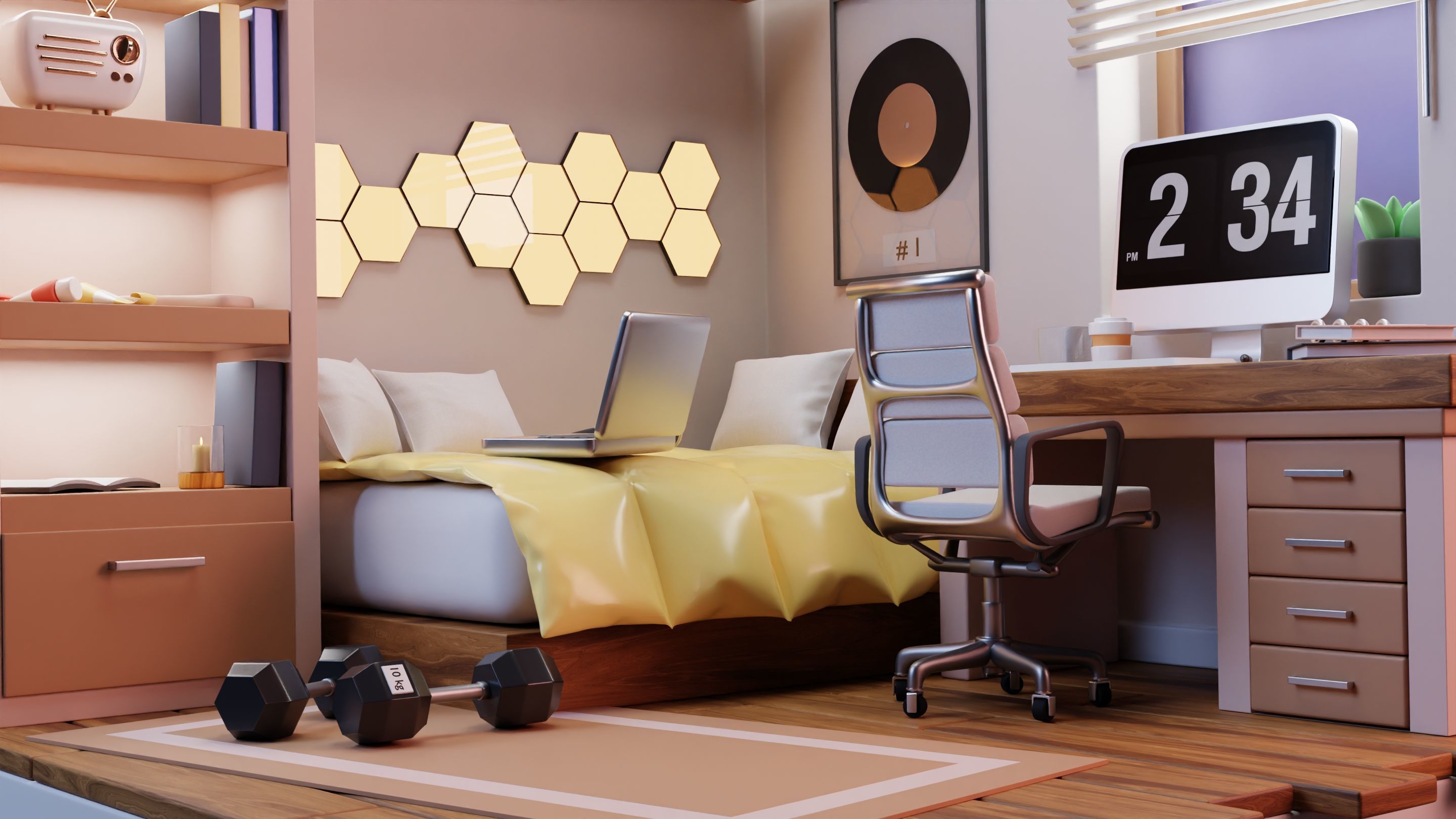 Cozy bedroom 3D model_2