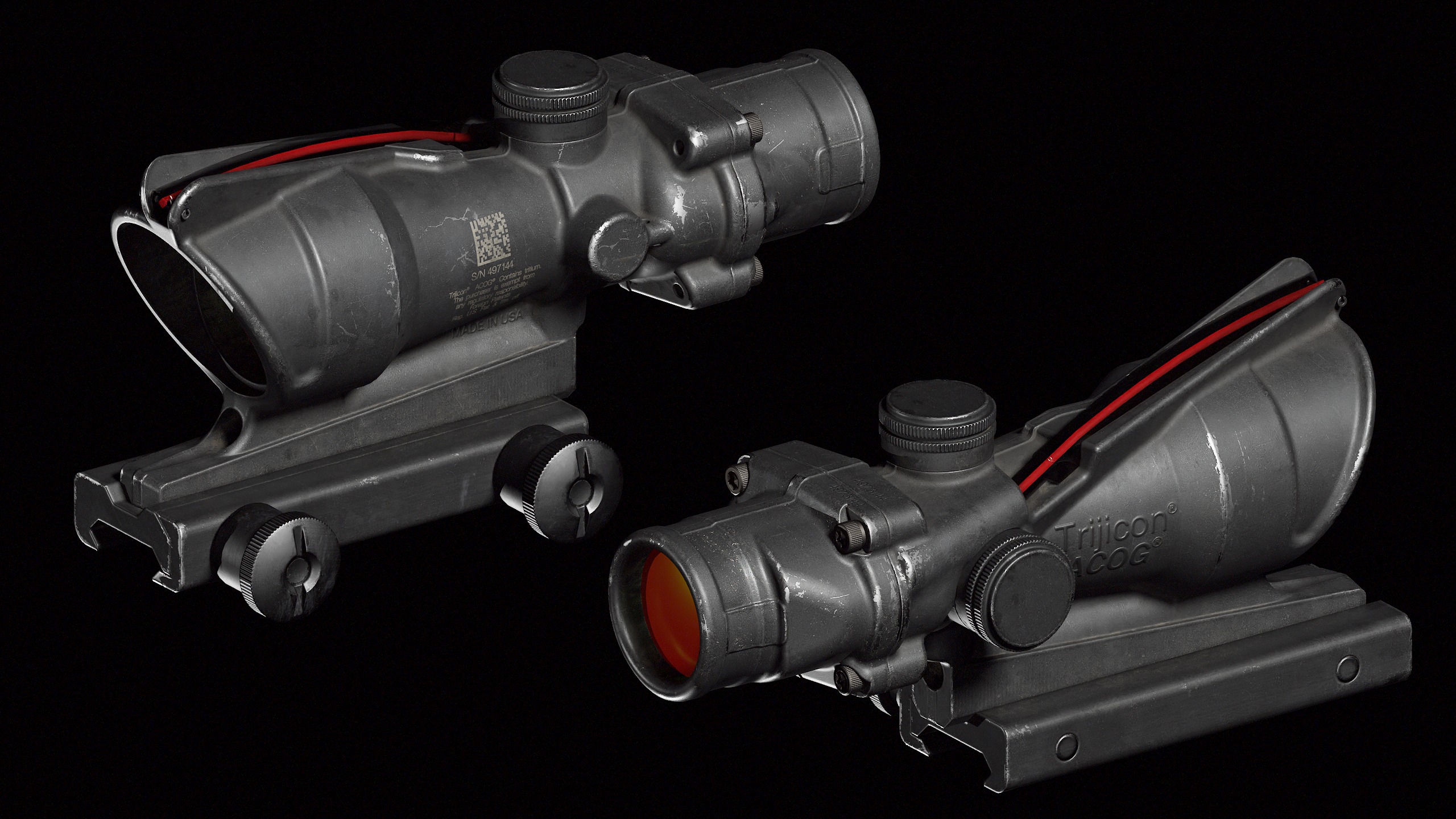 ACOG Rifle scope Low-poly 3D model_3