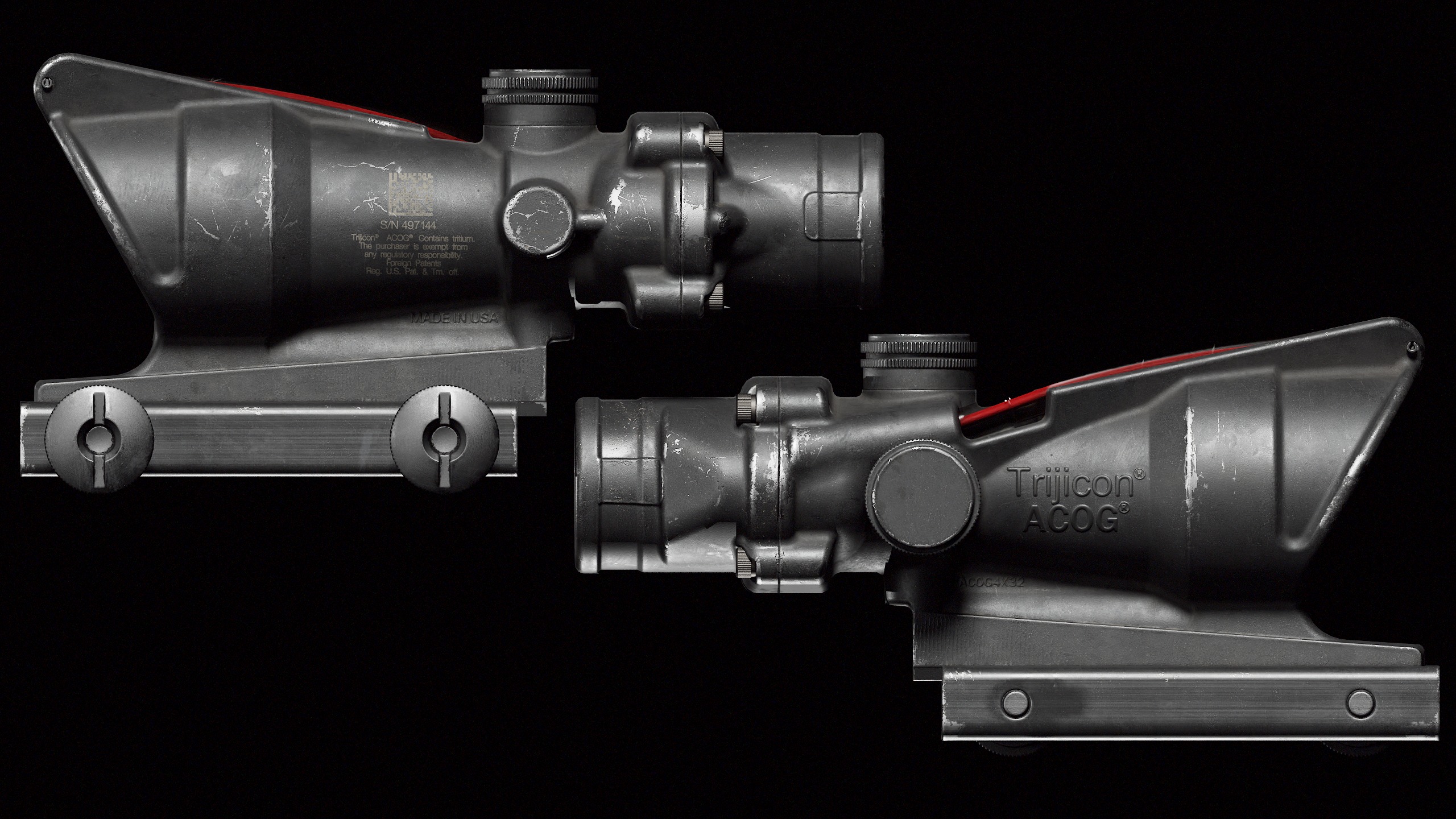 ACOG Rifle scope Low-poly 3D model_2