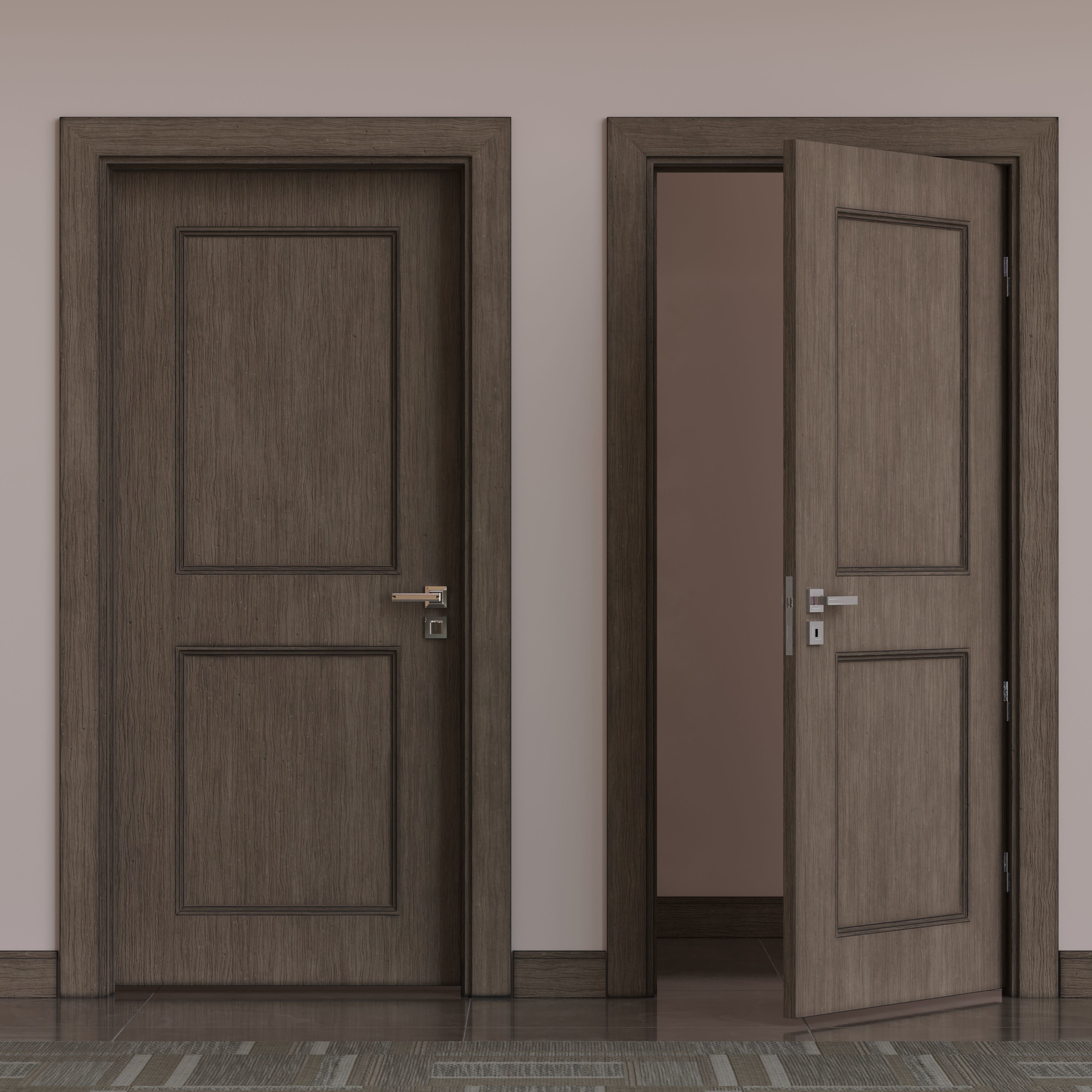 02 01 Wooden Door Low-poly 3D model_2
