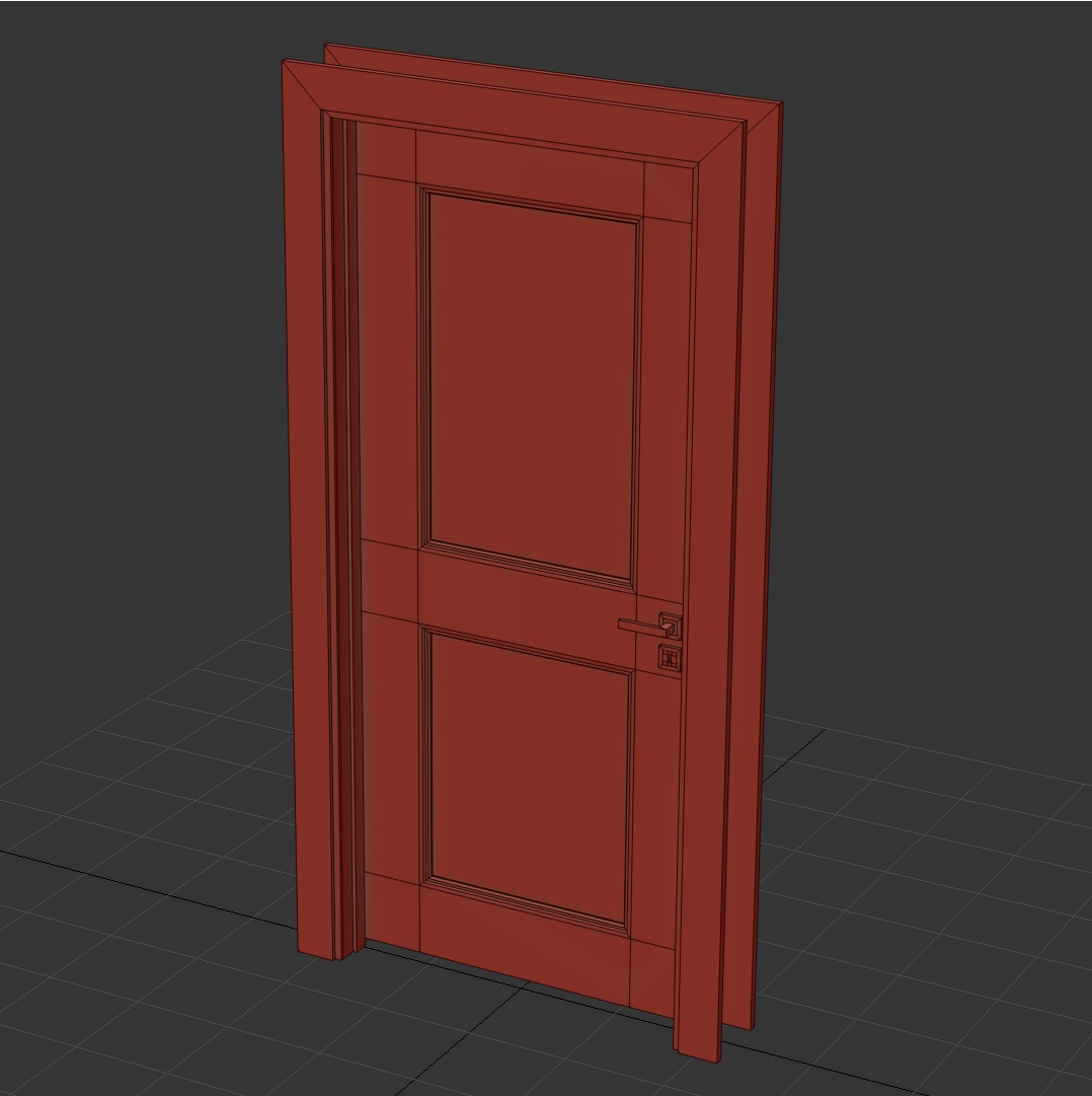02 01 Wooden Door Low-poly 3D model_4