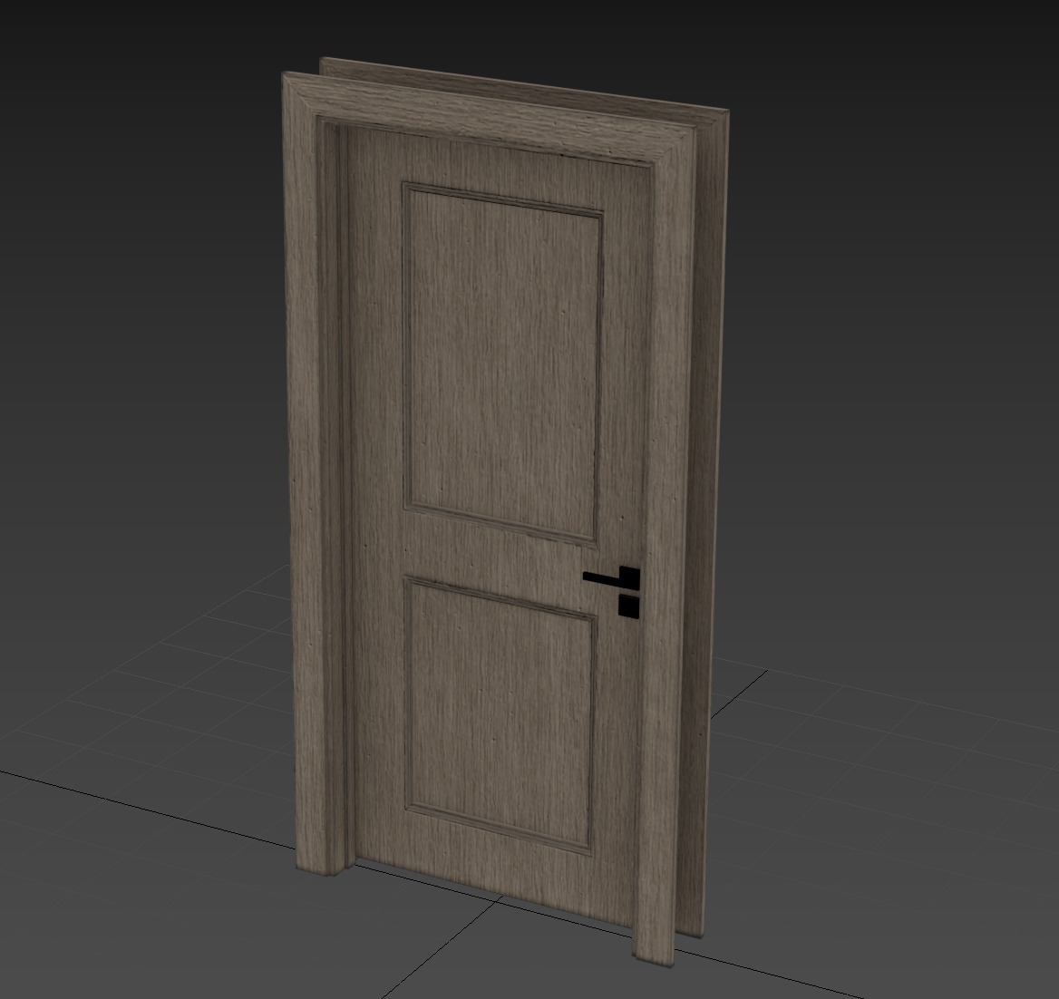 02 01 Wooden Door Low-poly 3D model_3